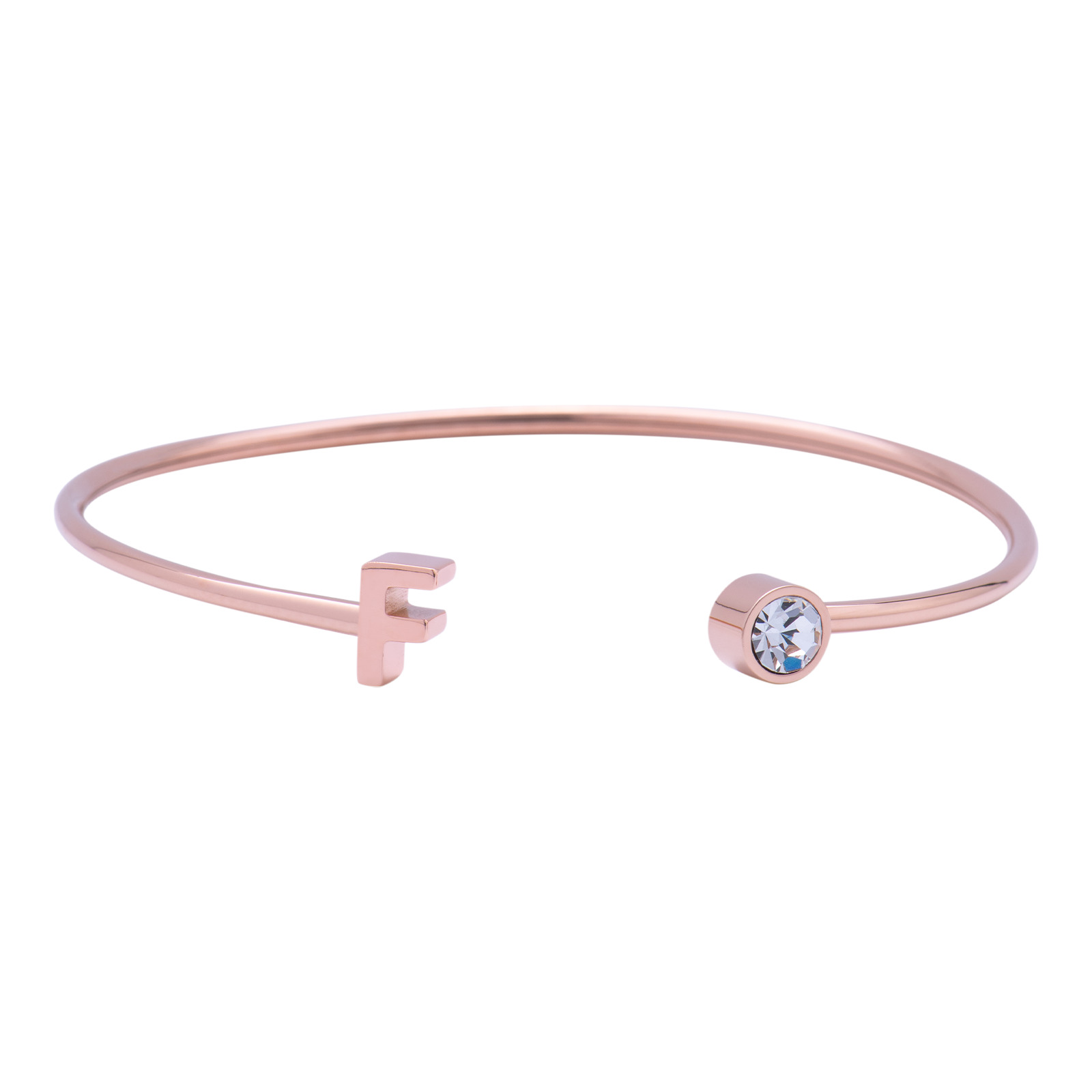 Pulsera Luckly Letra F color Oro Rosa para Mujer