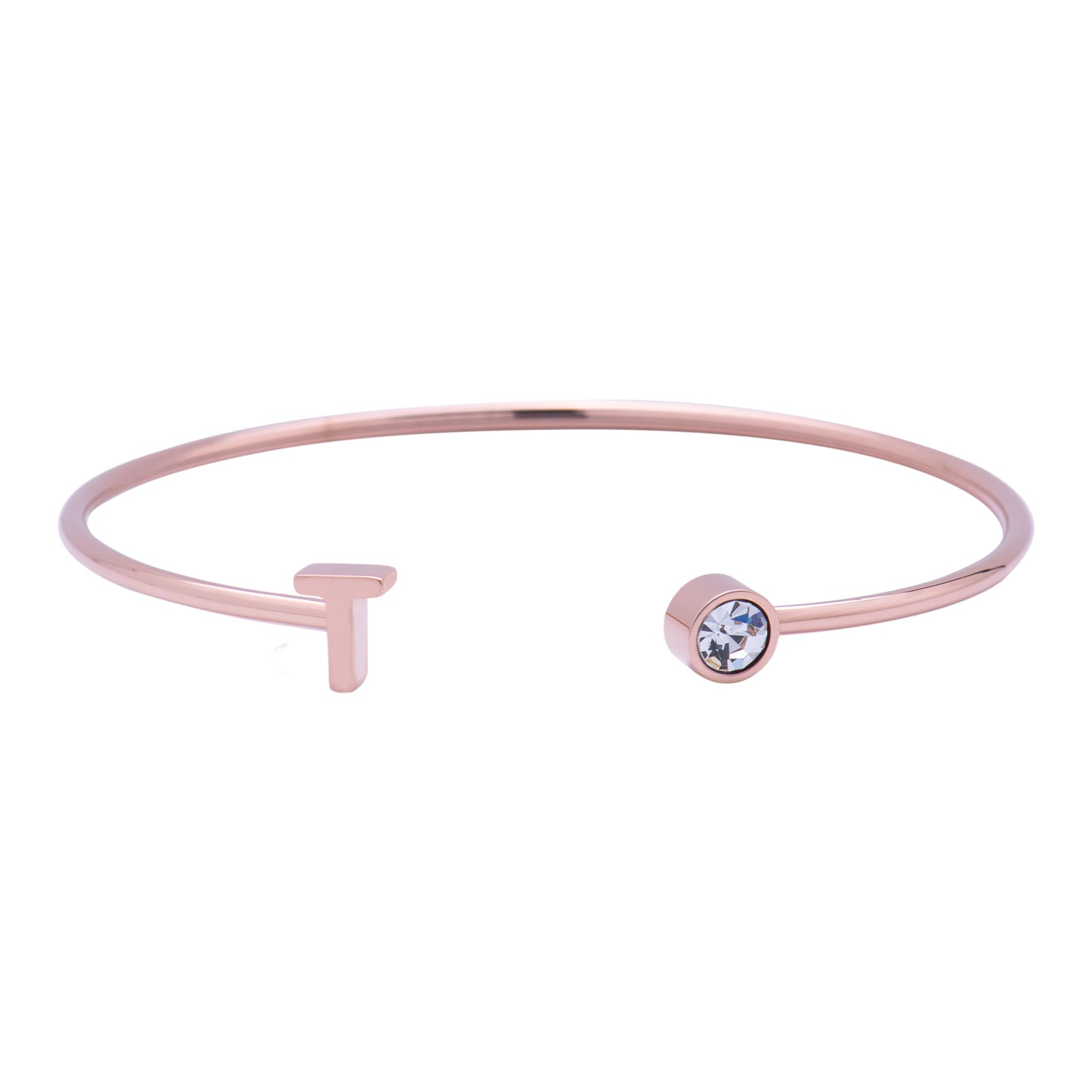 Pulsera tipo Brazalete LuckyLy Baño de Oro Rosa 18k Sonia Letra T para Mujer $299