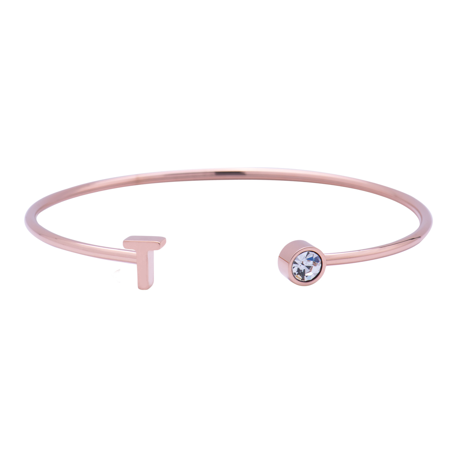 Foto 2 pulgar | Pulsera tipo Brazalete LuckyLy Baño de Oro Rosa 18k Sonia Letra T para Mujer