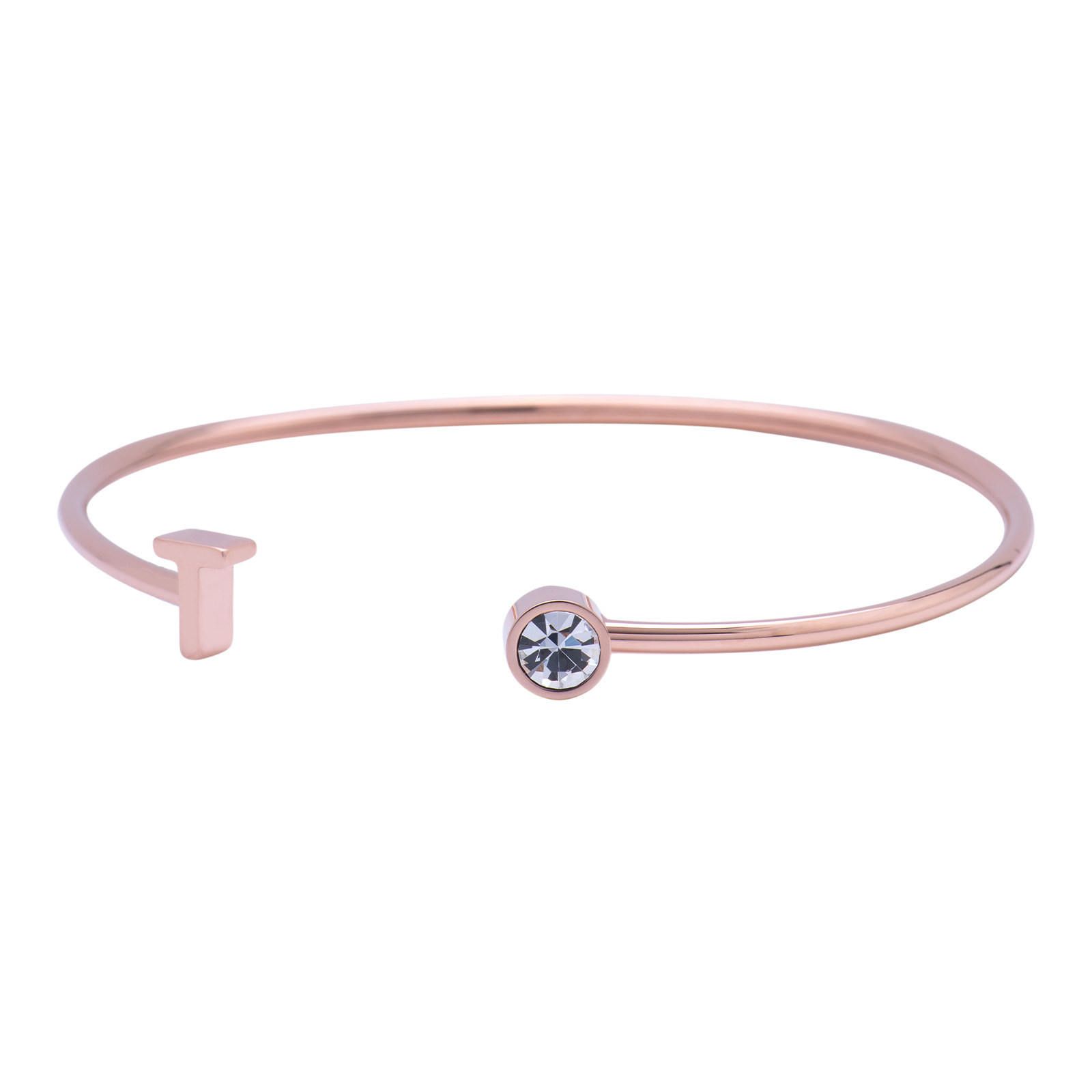 Foto 3 pulgar | Pulsera tipo Brazalete LuckyLy Baño de Oro Rosa 18k Sonia Letra T para Mujer