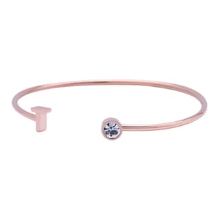 Foto 2 | Pulsera tipo Brazalete LuckyLy Baño de Oro Rosa 18k Sonia Letra T para Mujer
