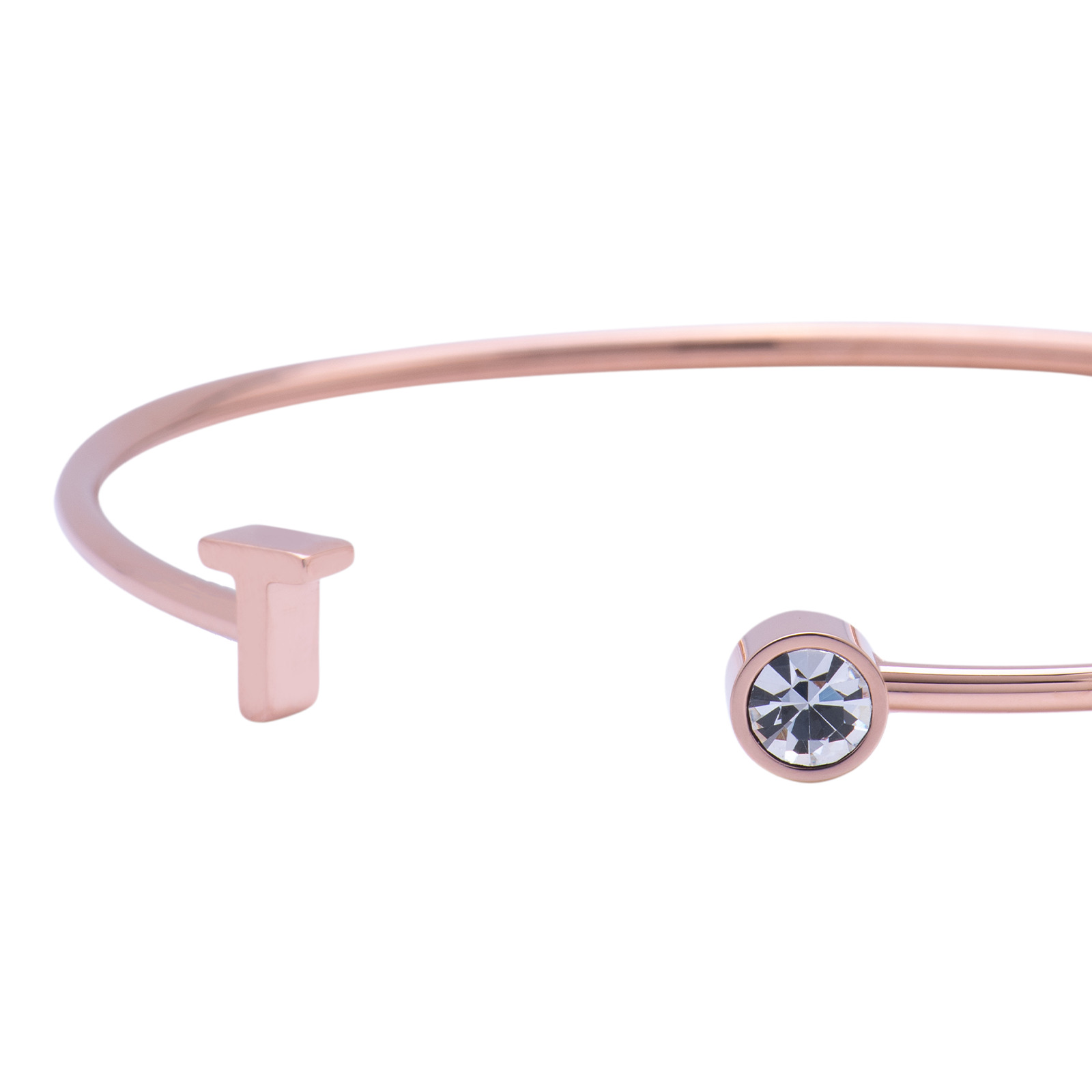 Foto 4 pulgar | Pulsera tipo Brazalete LuckyLy Baño de Oro Rosa 18k Sonia Letra T para Mujer