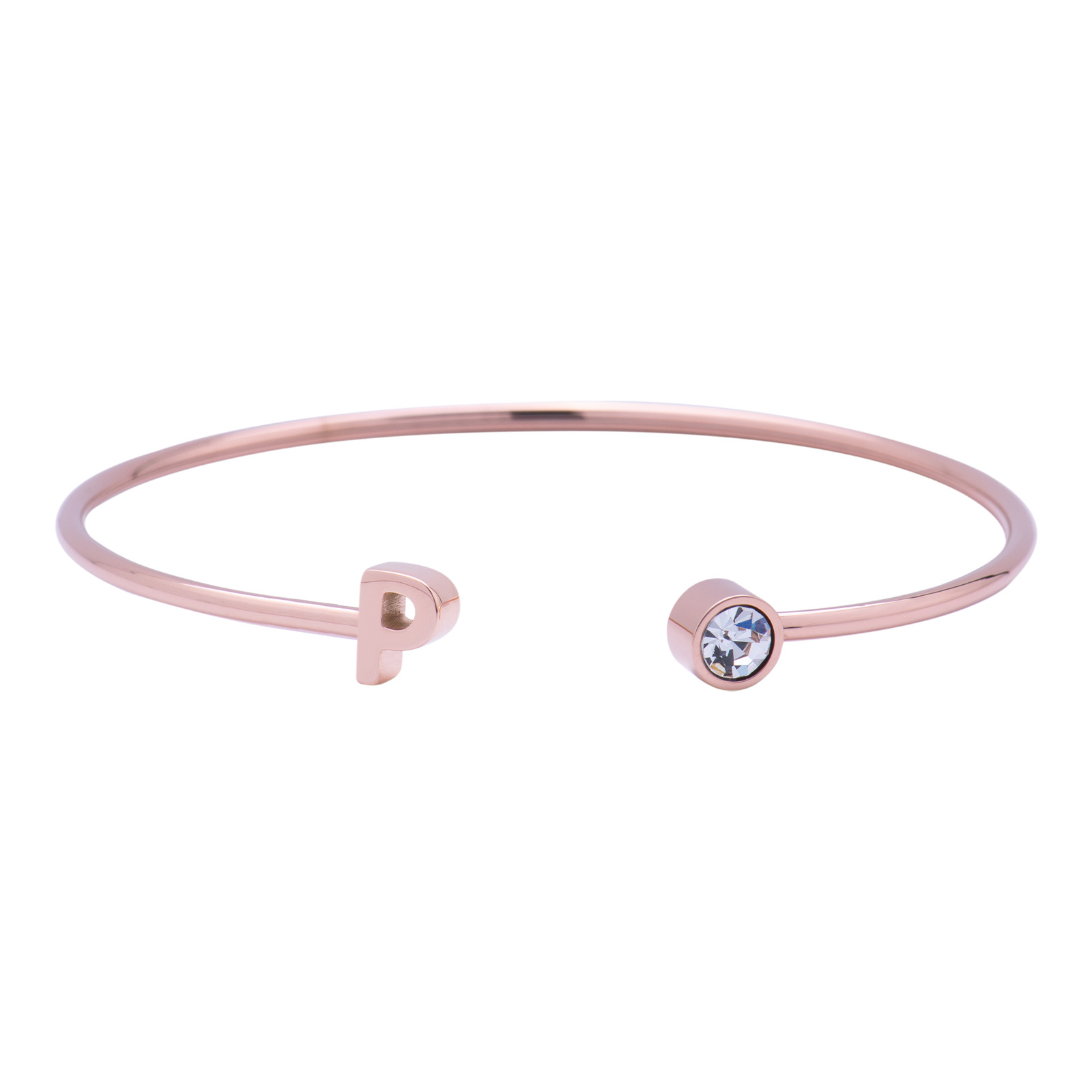 Foto 2 pulgar | Pulsera tipo Brazalete LuckyLy Baño de Oro Rosa 18k Sonia Letra P para Mujer