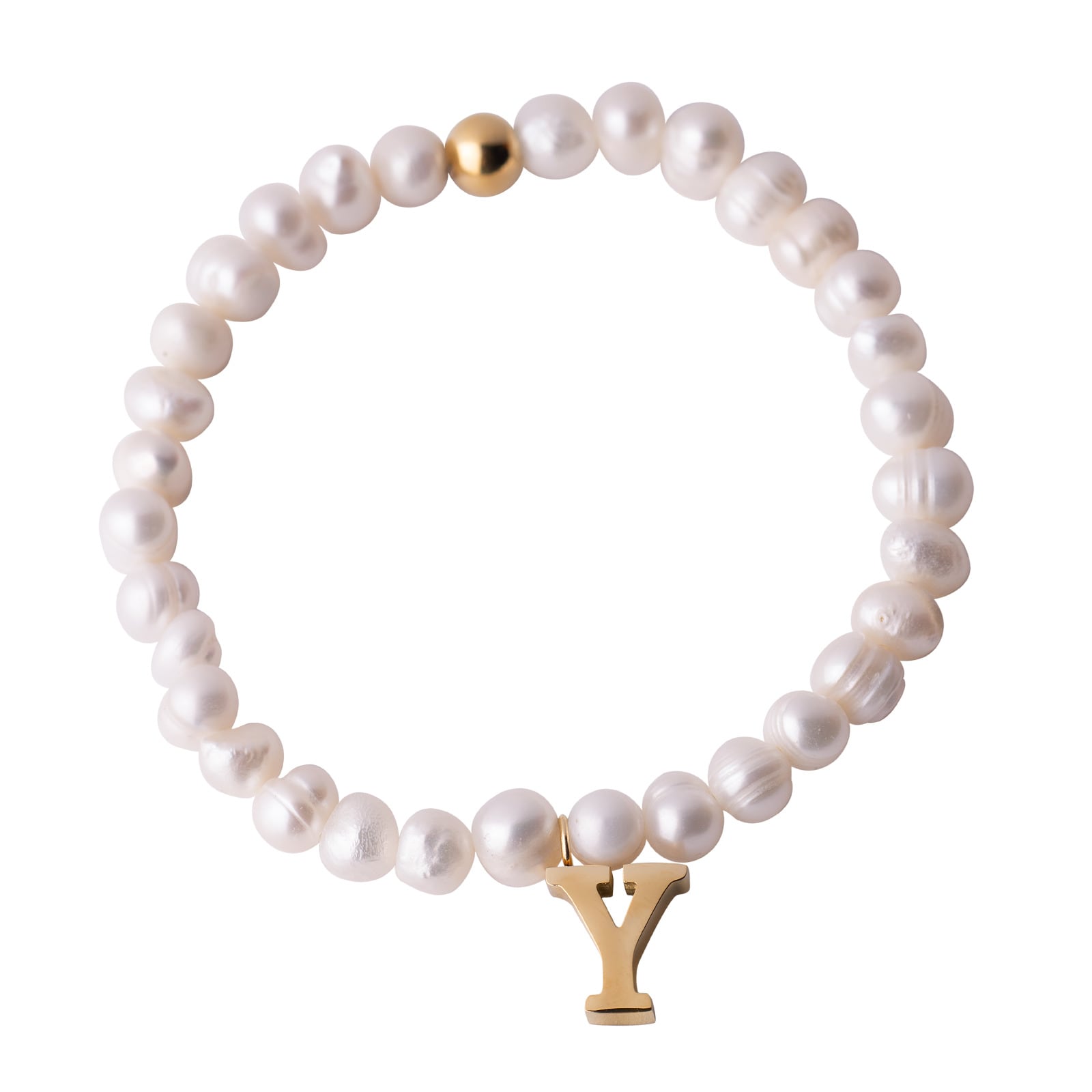 Pulsera de Perlas Baño de Oro 18k LuckyLy Galia Letra Y para Mujer $429