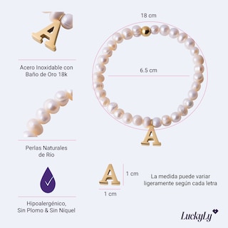 Foto 4 | Pulsera de Perlas Baño de Oro 18k LuckyLy Galia Letra C para Mujer