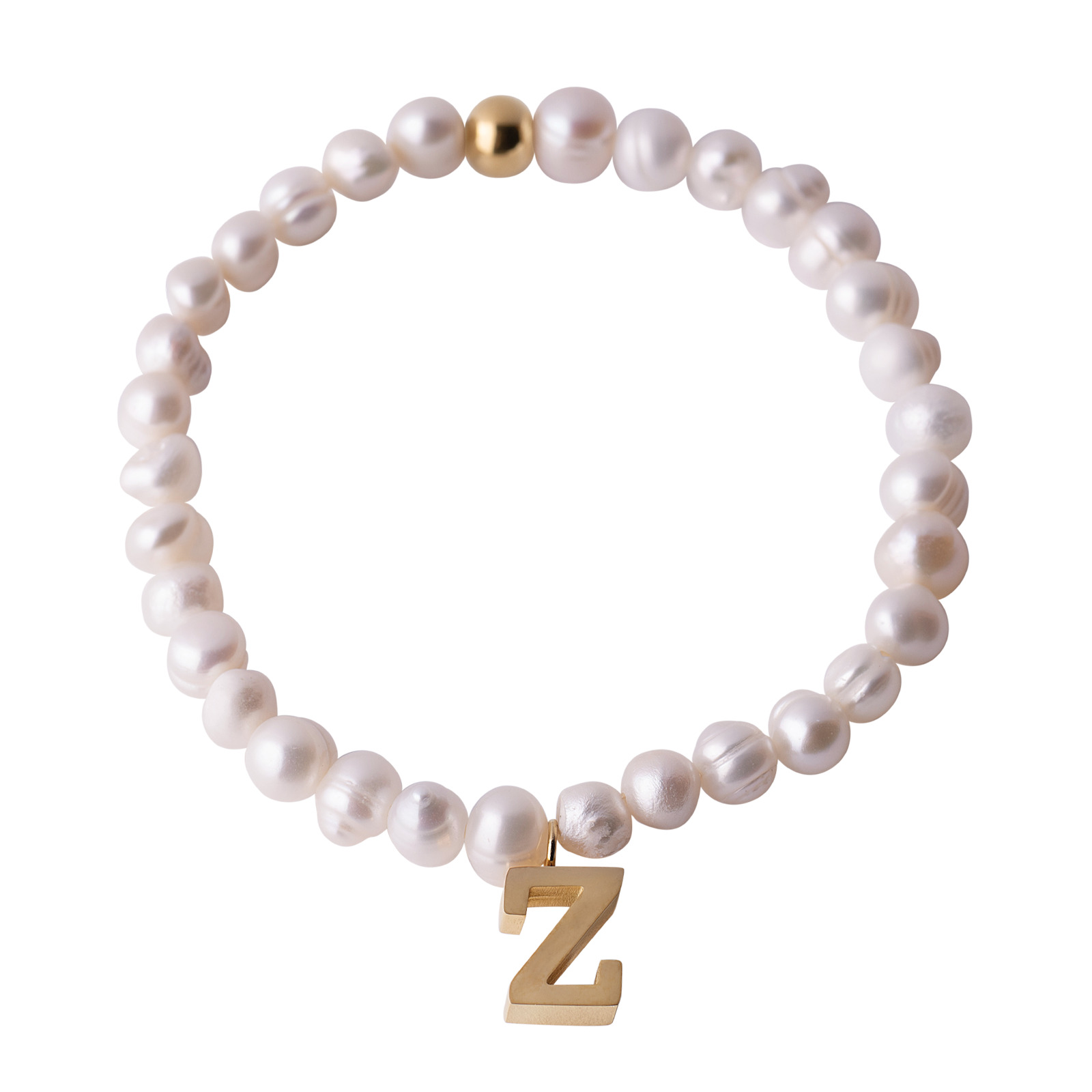 Pulsera de Perlas Baño de Oro 18k LuckyLy Galia Letra Z para Mujer