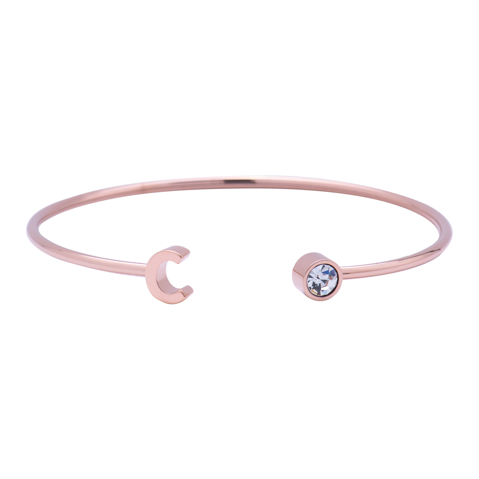 Foto 2 pulgar | Pulsera tipo Brazalete LuckyLy Baño de Oro Rosa 18k Sonia Letra C para Mujer