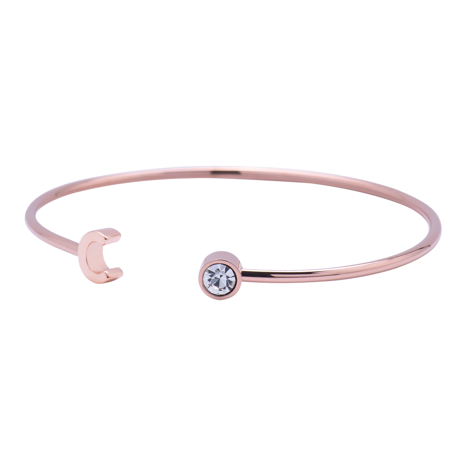 Foto 3 pulgar | Pulsera tipo Brazalete LuckyLy Baño de Oro Rosa 18k Sonia Letra C para Mujer