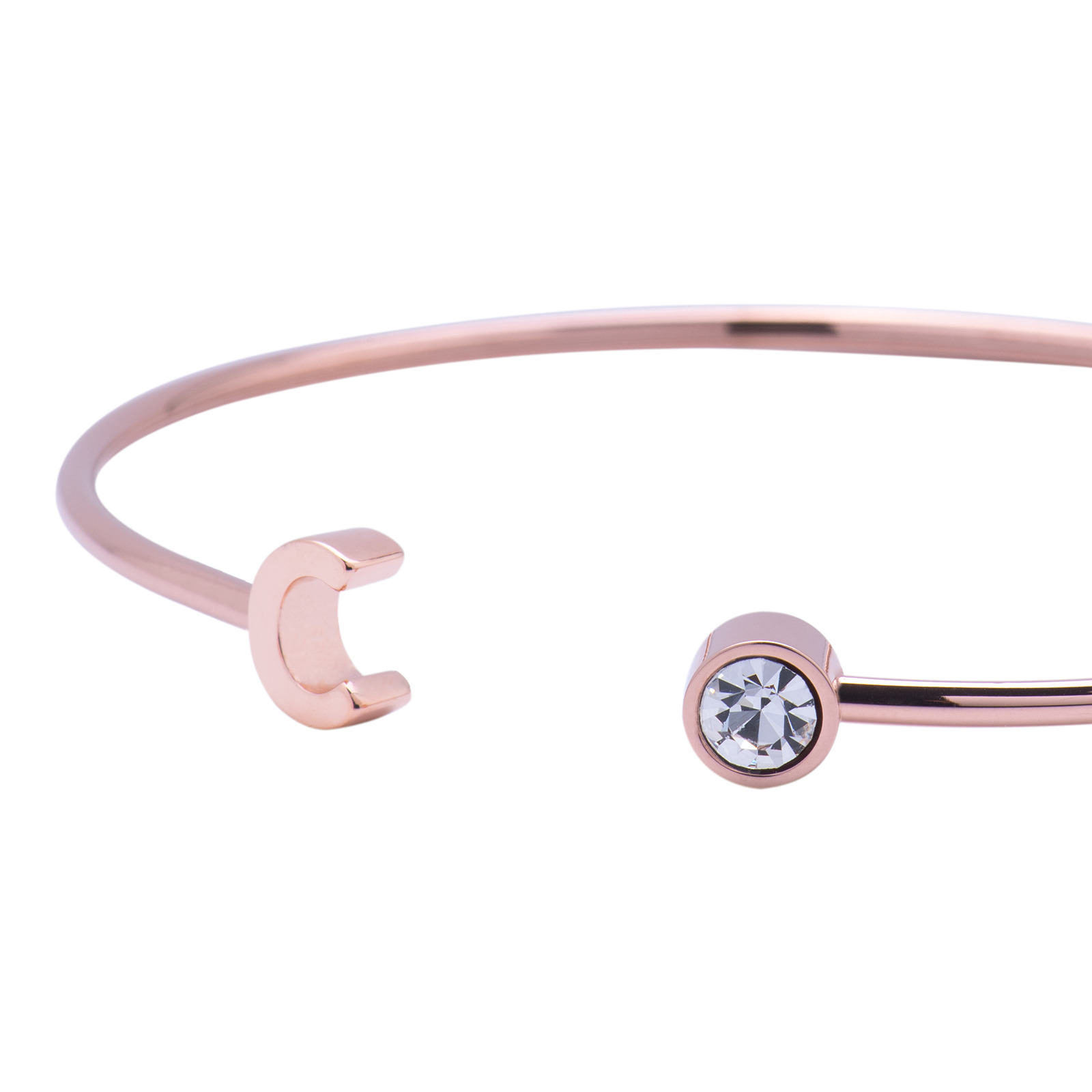 Foto 4 pulgar | Pulsera tipo Brazalete LuckyLy Baño de Oro Rosa 18k Sonia Letra C para Mujer