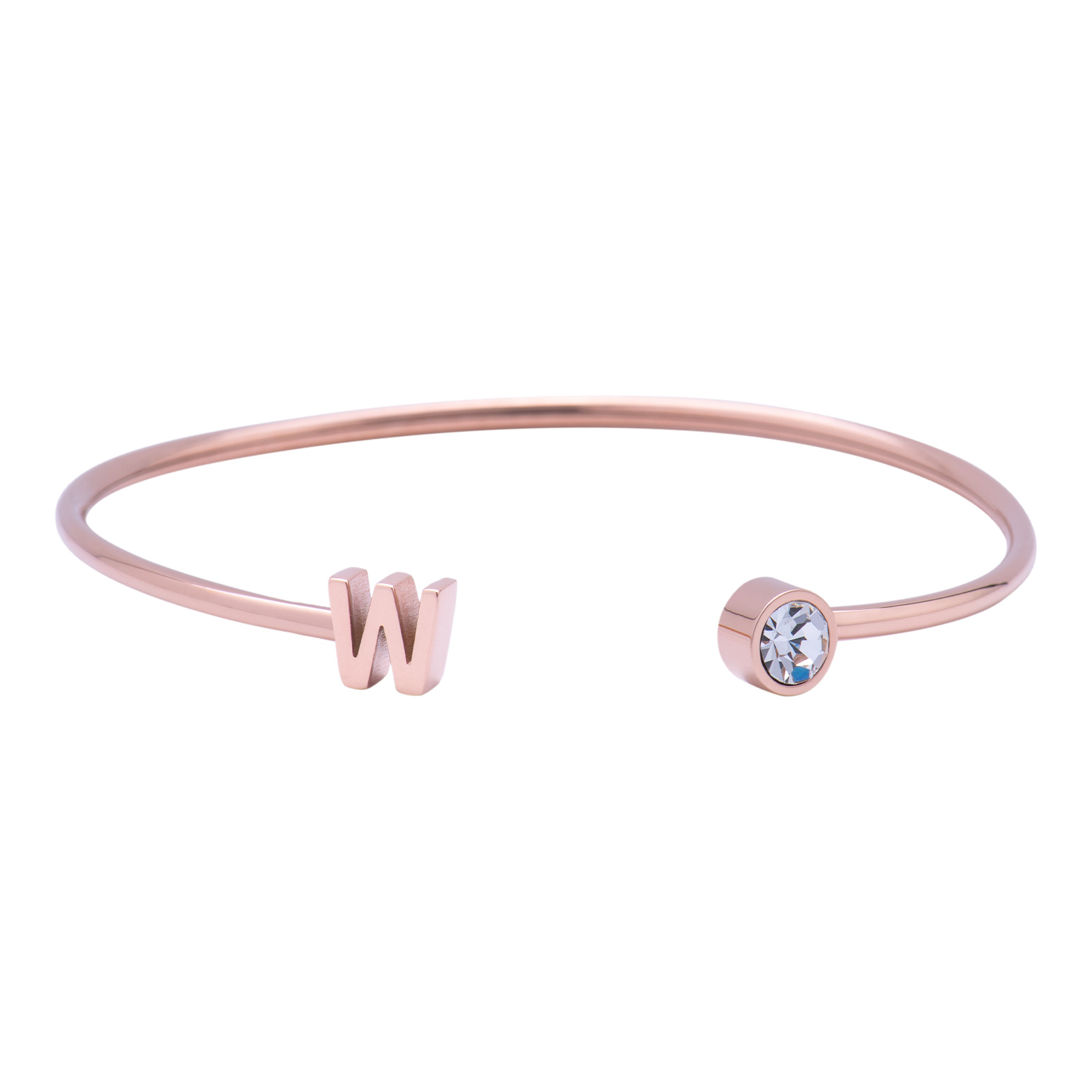 Foto 1 | Pulsera tipo Brazalete LuckyLy Baño de Oro Rosa 18k Sonia Letra W para Mujer