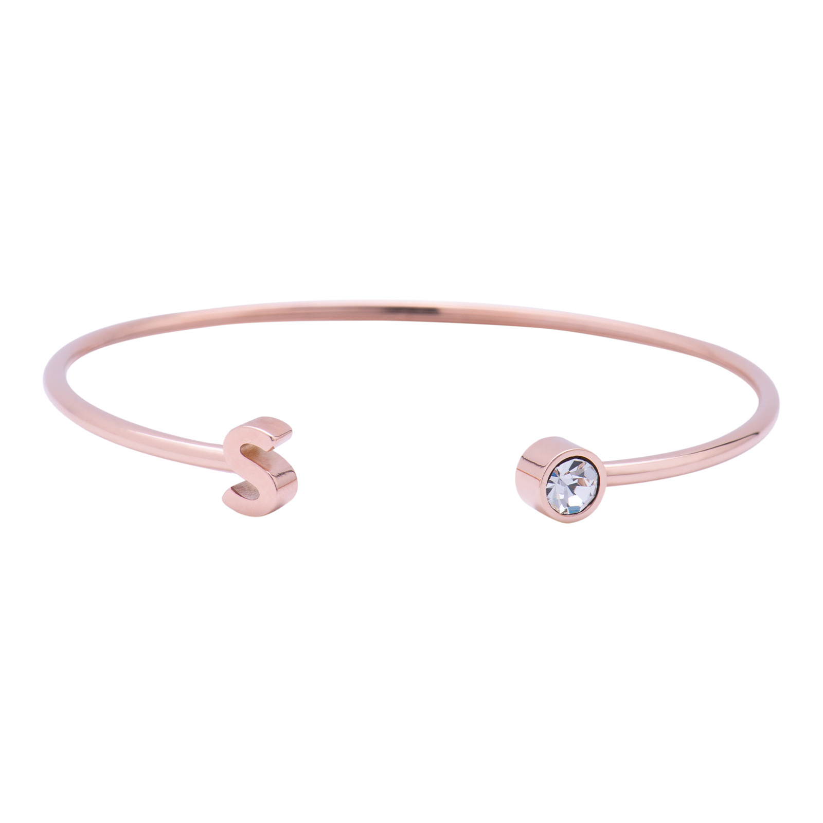 Foto 2 pulgar | Pulsera tipo Brazalete LuckyLy Baño de Oro Rosa 18k Sonia Letra S para Mujer