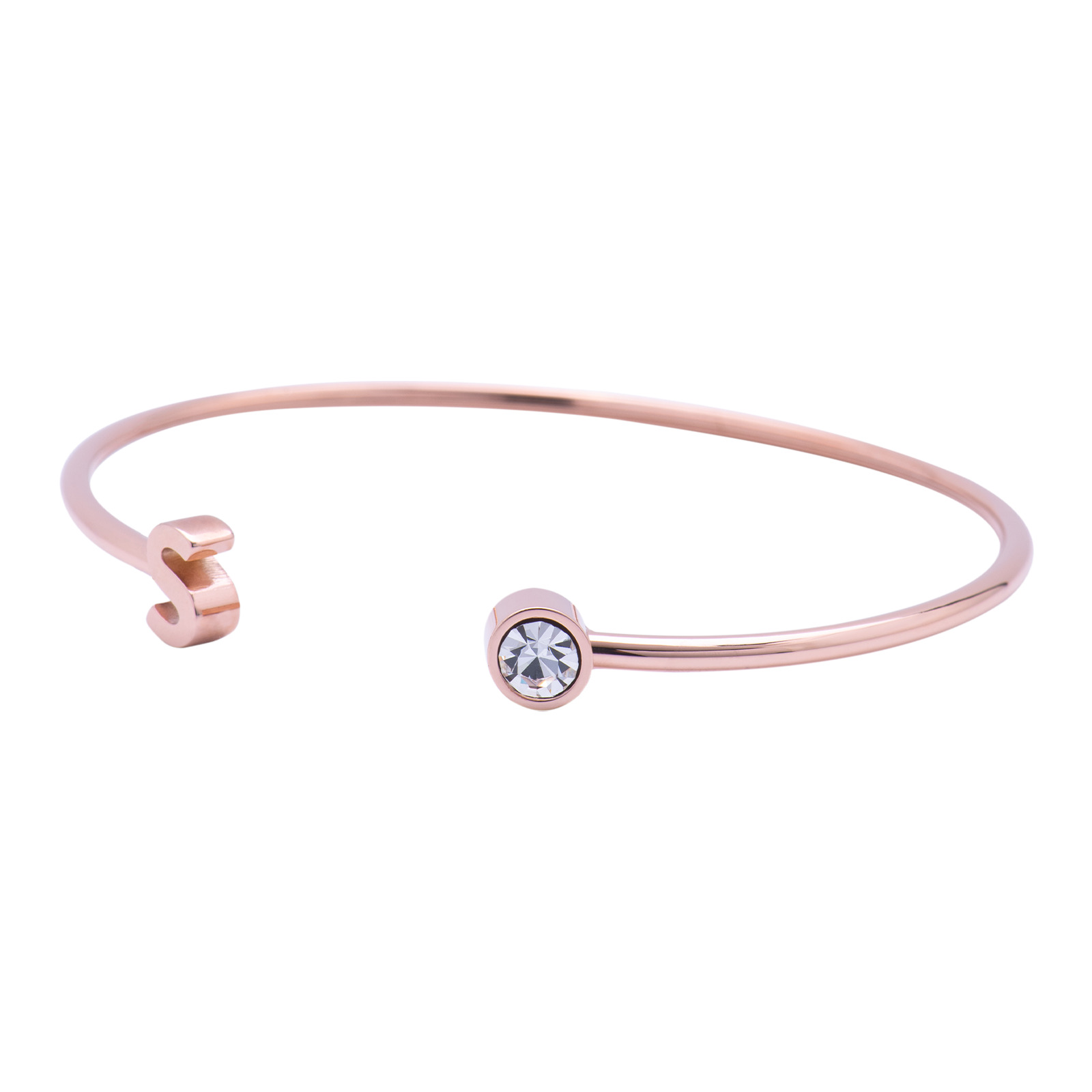 Foto 3 pulgar | Pulsera tipo Brazalete LuckyLy Baño de Oro Rosa 18k Sonia Letra S para Mujer