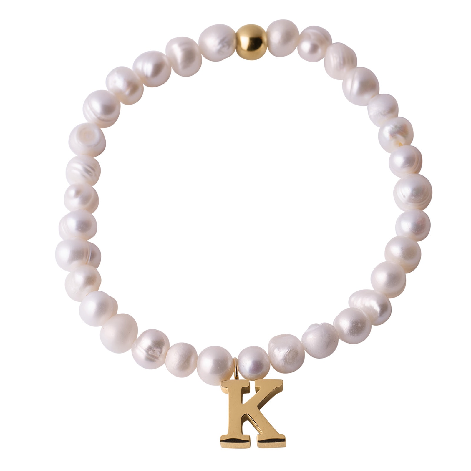 Pulsera de Perlas Baño de Oro 18k LuckyLy Galia Letra K para Mujer $429