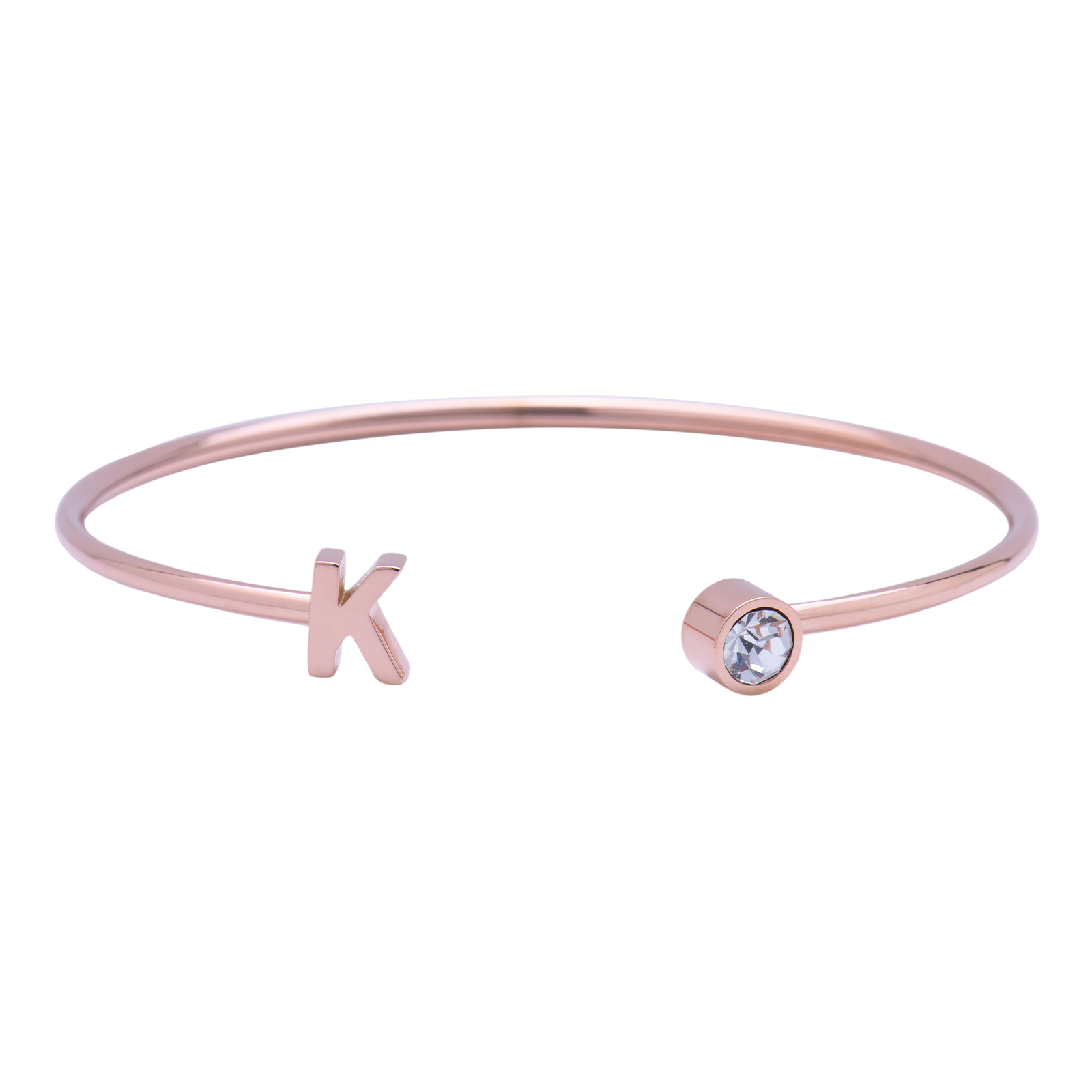 Foto 2 pulgar | Pulsera tipo Brazalete LuckyLy Baño de Oro Rosa 18k Sonia Letra K para Mujer