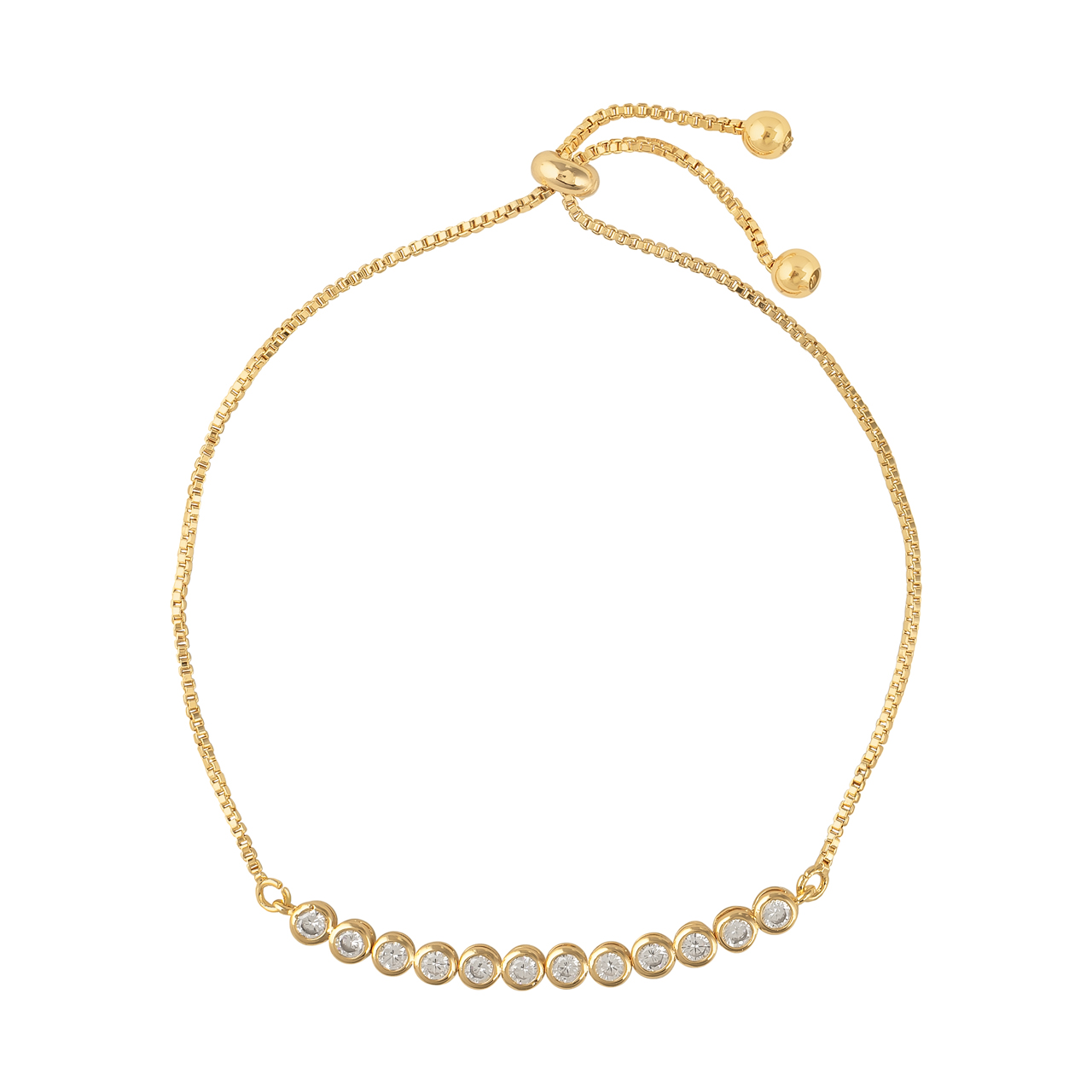 Pulsera de Chapa de Oro 18k Plafer Puntos Dorado con Circonia Blanca