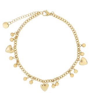 Foto 1 | Pulsera Joyas Plafer 1257p-p Acero Inoxidable Dorada de Eslabones Pequeños con Dijes De Corazón y Puntos