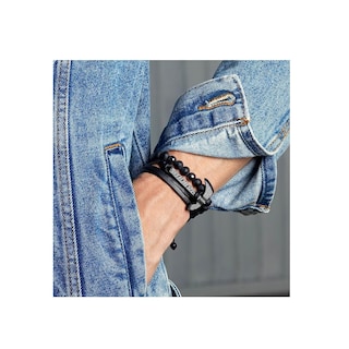 Foto 2 | Brazalete De Cuentas Obsidiana Y Pulsera Hombre Hacha 2 Pzs Negro