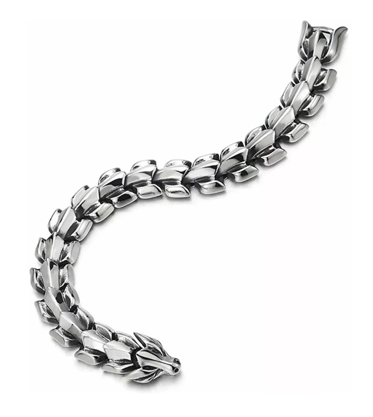 Foto 3 pulgar | Pulsera De Hombre Cabeza De Dragón Con Nórdico 22 Cm Plata