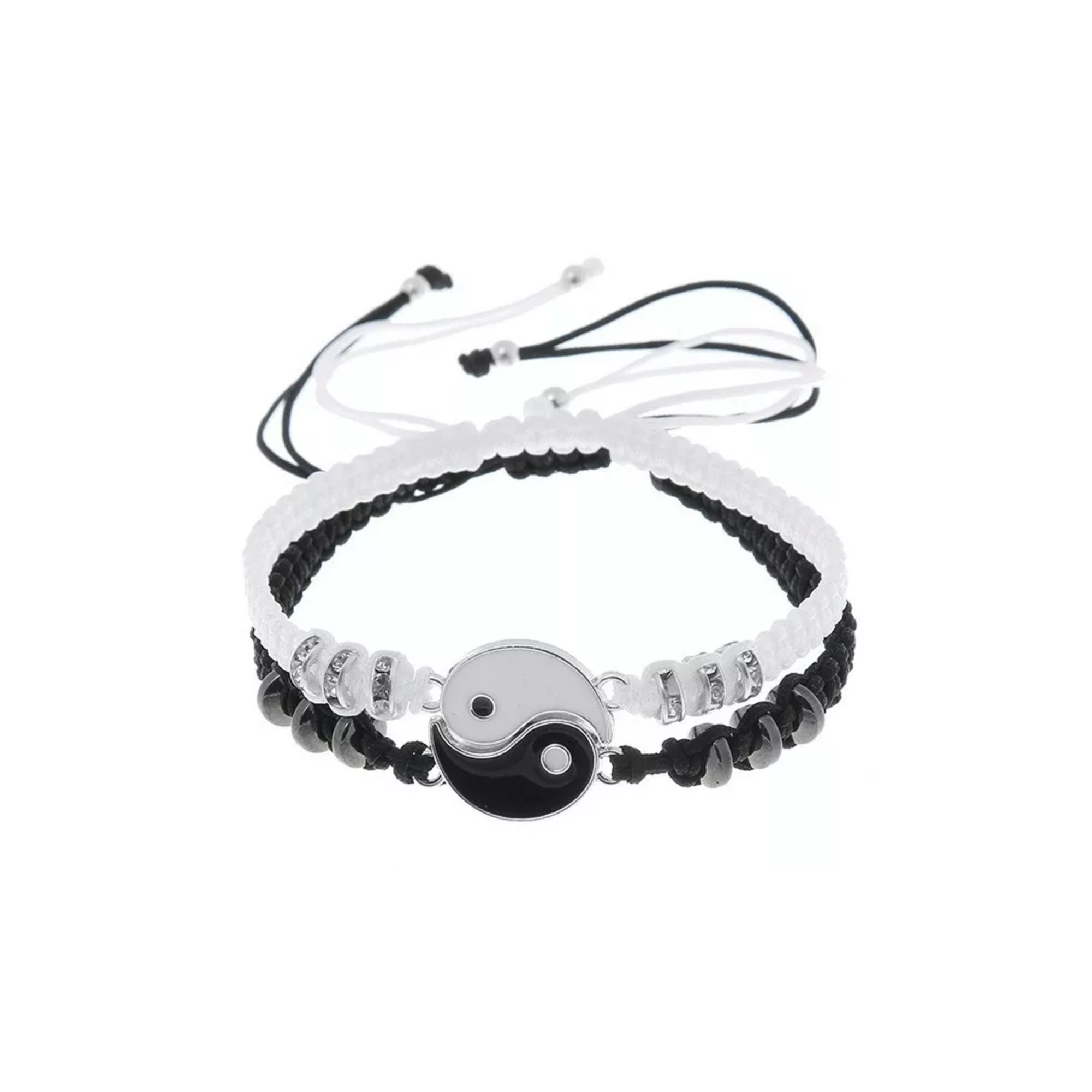 Foto 4 pulgar | Juego de Pulseras con Collar Yin Yang Pulseras Ajustables Dia-17 CM Lar- 50 CM color Plata y Negro