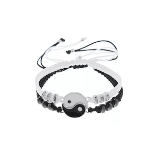 Foto 3 | Juego de Pulseras con Collar Yin Yang Pulseras Ajustables Dia-17 CM Lar- 50 CM color Plata y Negro