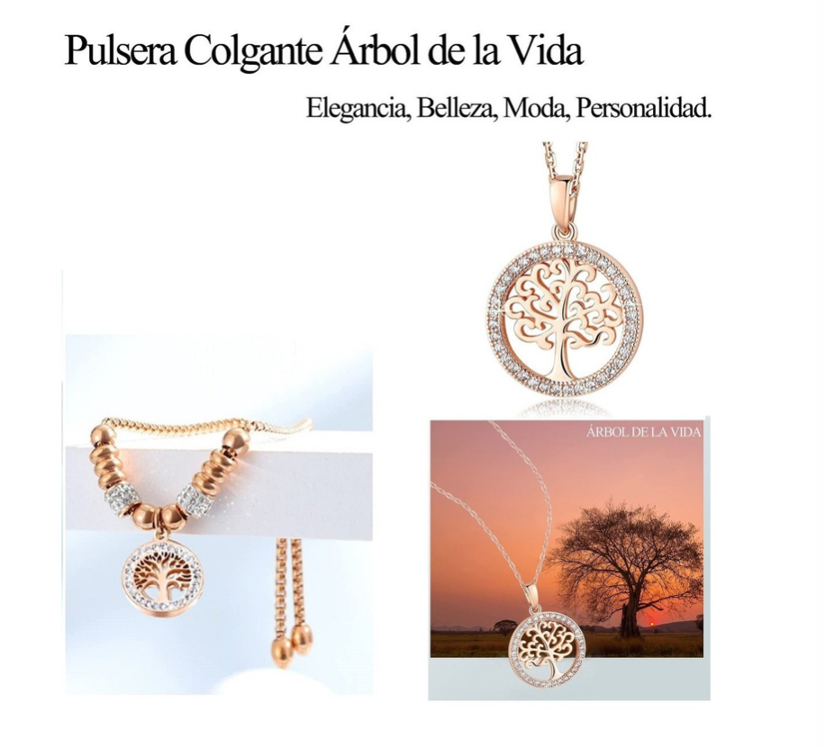 Foto 4 pulgar | 2 Joyas Con Collar Y Pulsera De Arbol De La Vida Set Mujer