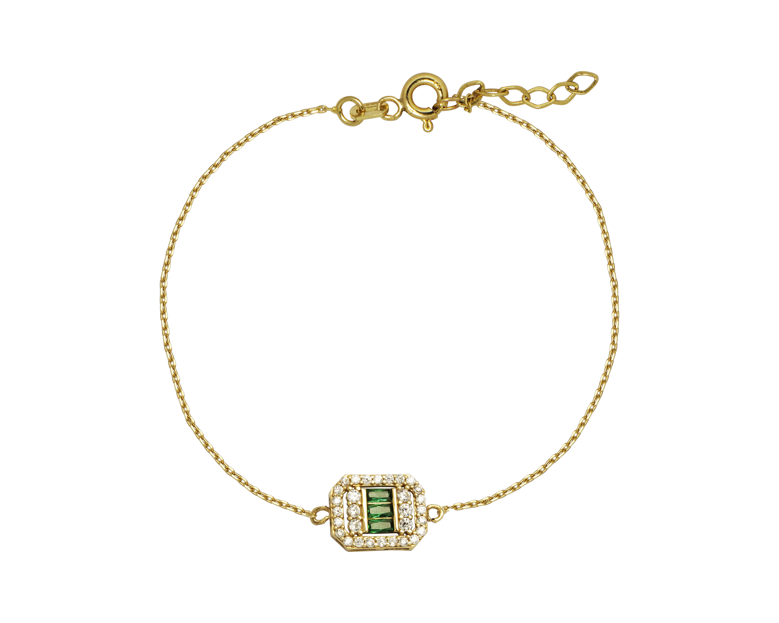 Pulsera Horoz de Oro 10k Baguette Verde