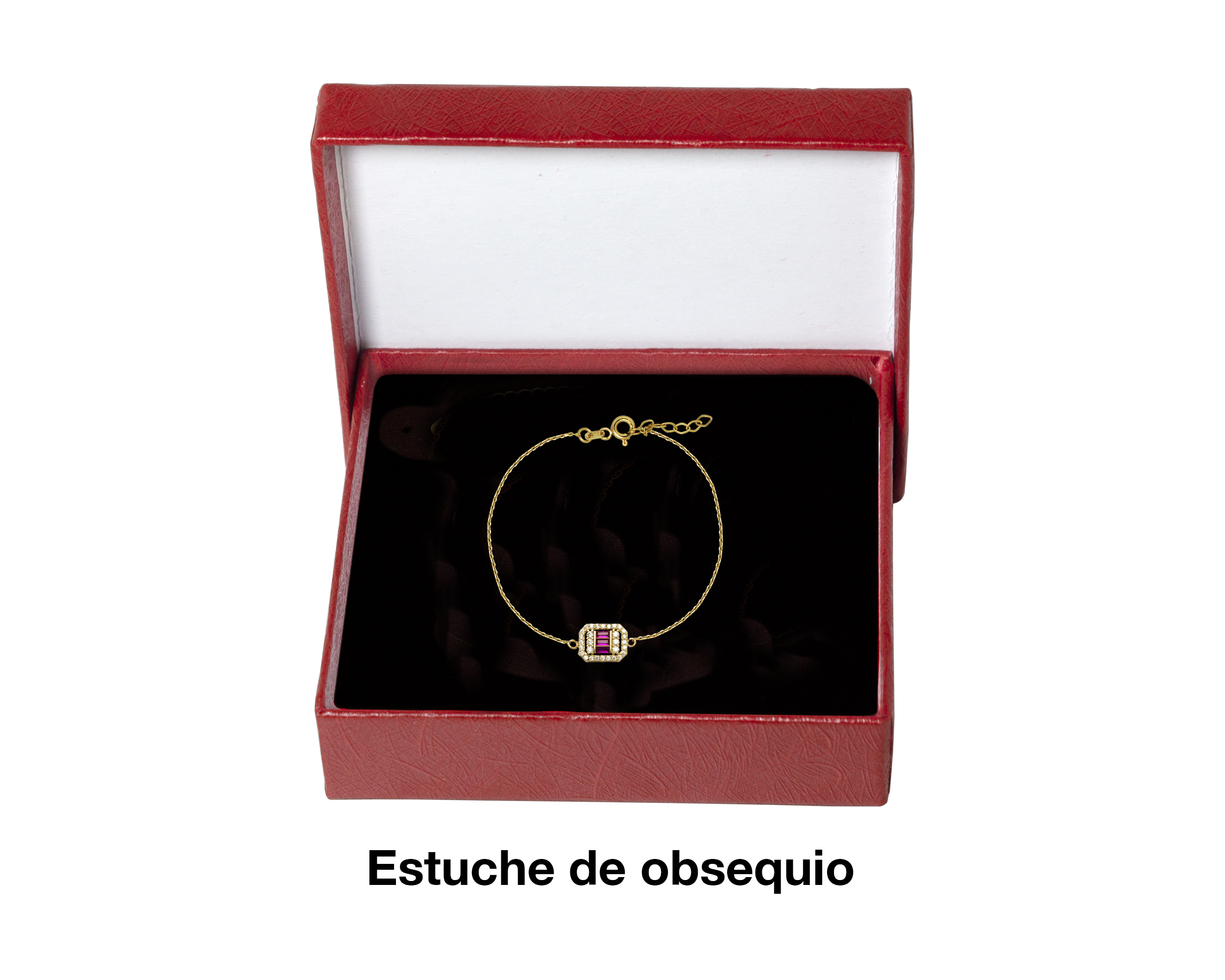 Foto 4 pulgar | Pulsera Horoz Oro 10k Baguette Rojo