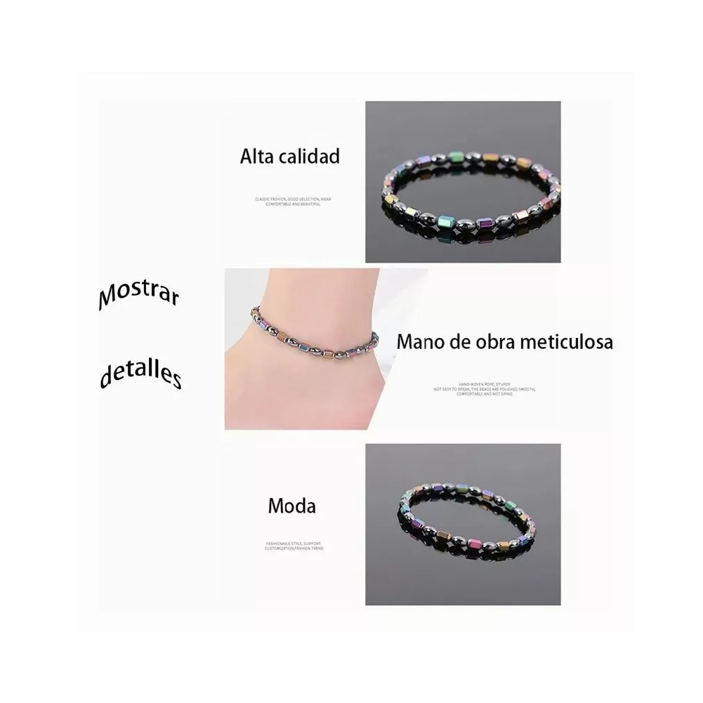 Foto 6 pulgar | Pulsera Tobillera Para Bajar Peso Magnética + Anklet, 2 Pcs
