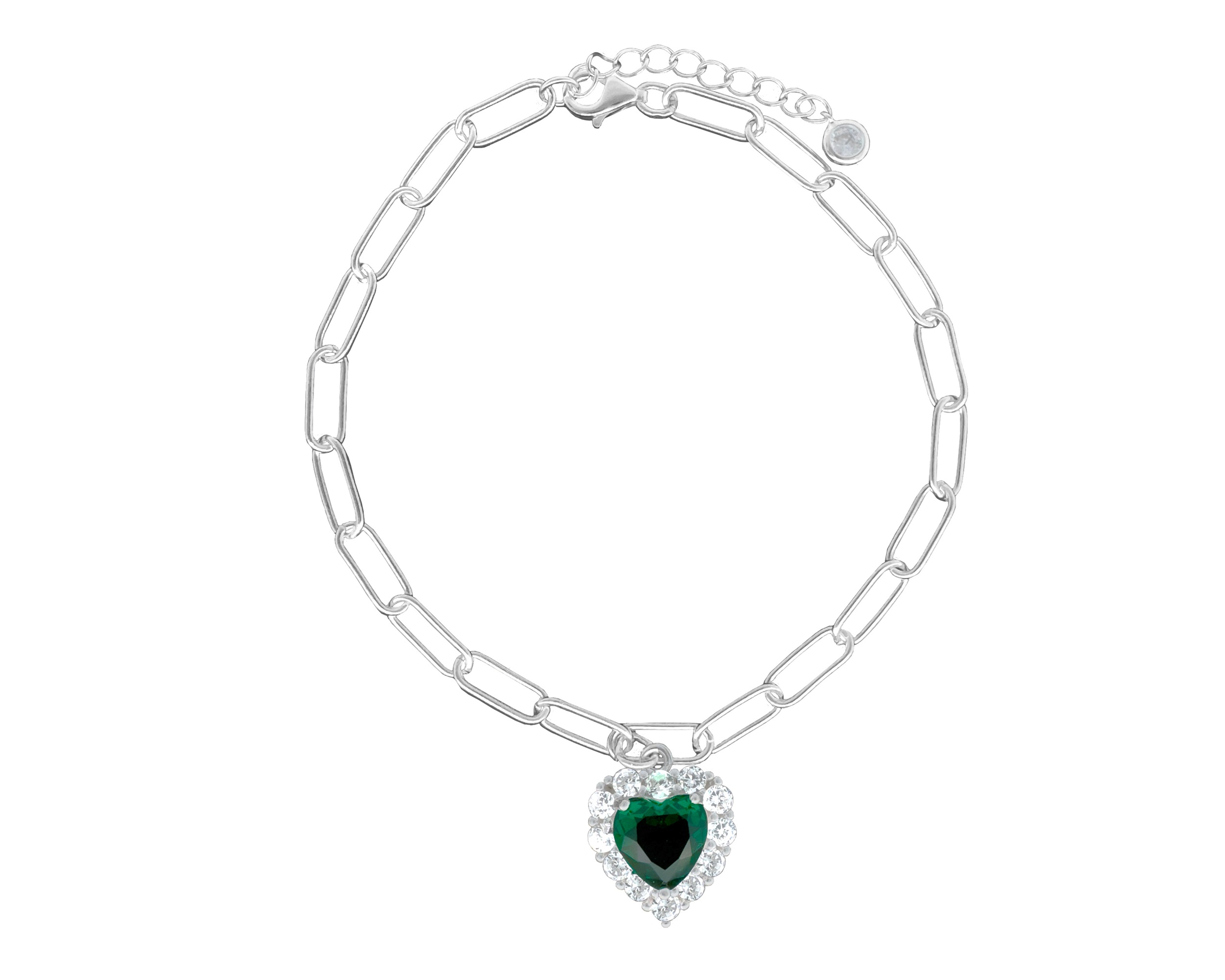 Pulsera de Corazón Verde Horoz de Plata 925