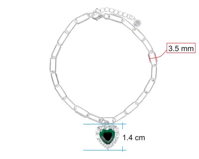 Foto 5 | Pulsera de Corazón Verde Horoz de Plata 925