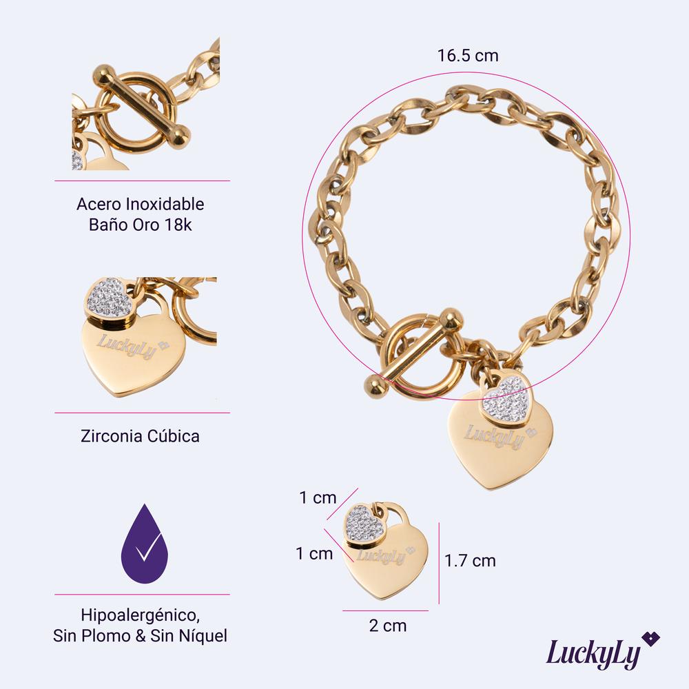 Foto 6 pulgar | Pulsera Luckyly Dorada de Acero Inoxidable para Mujer