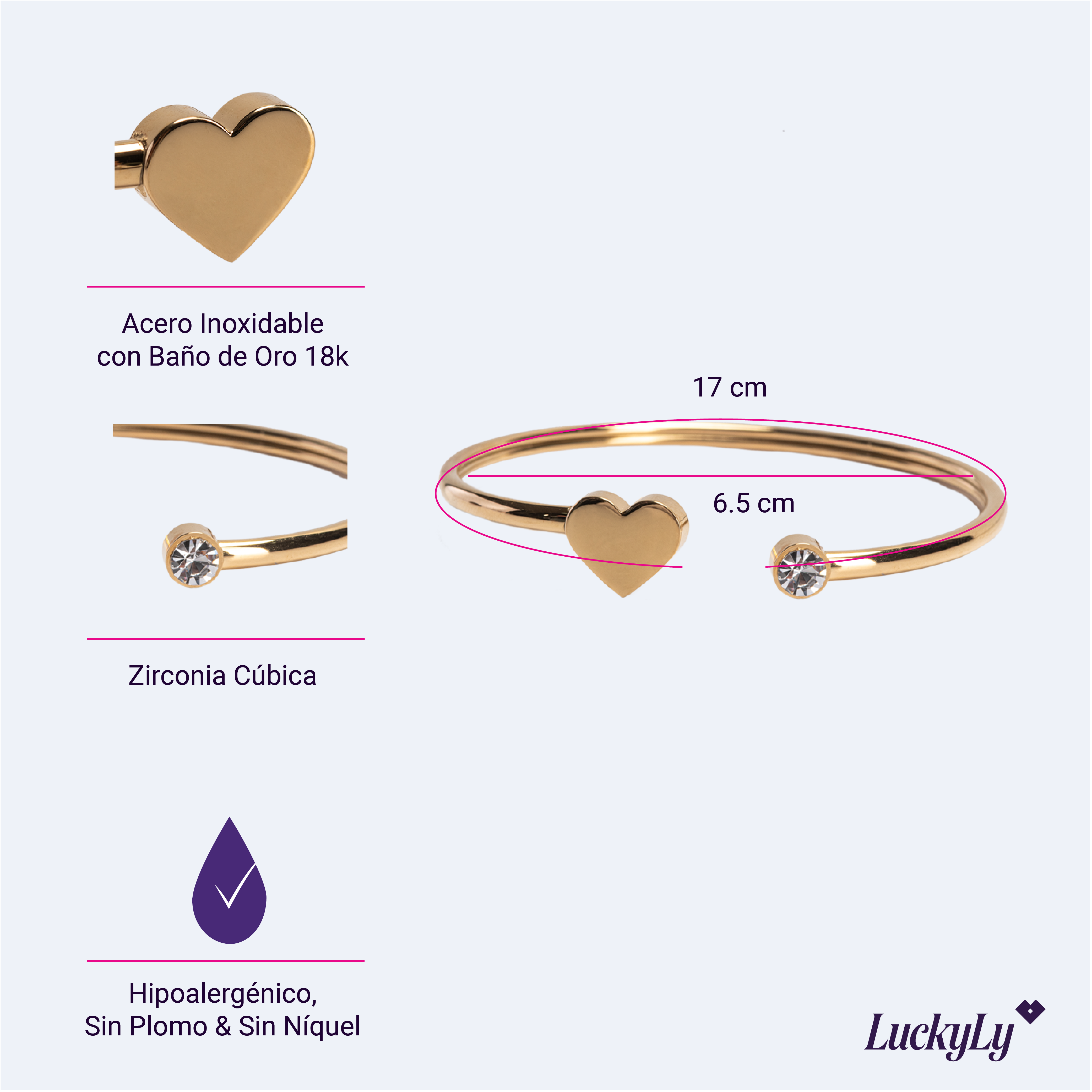 Foto 6 pulgar | Pulsera Luckyly Dorada para Mujer