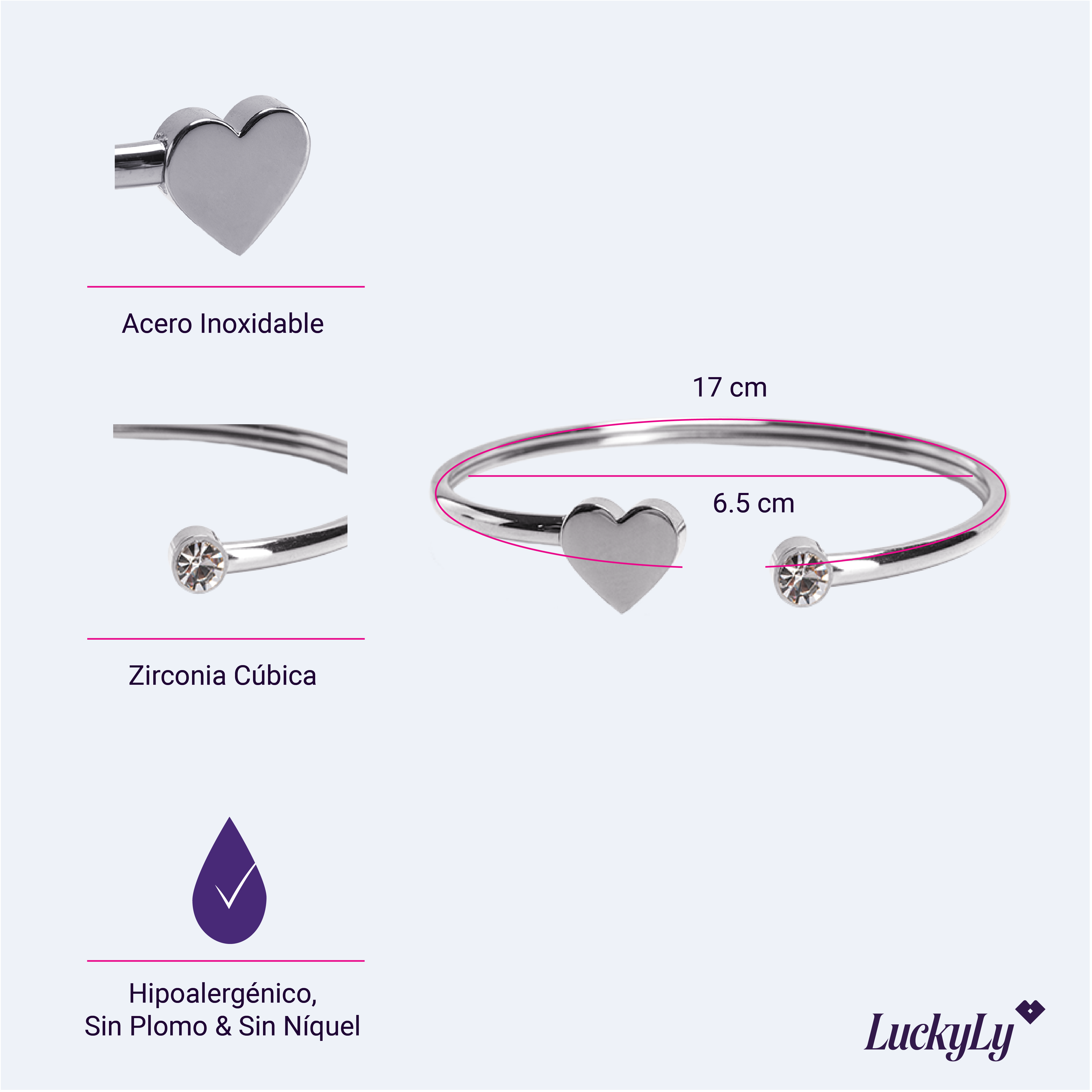 Foto 6 pulgar | Pulsera Luckyly Plateada para Mujer