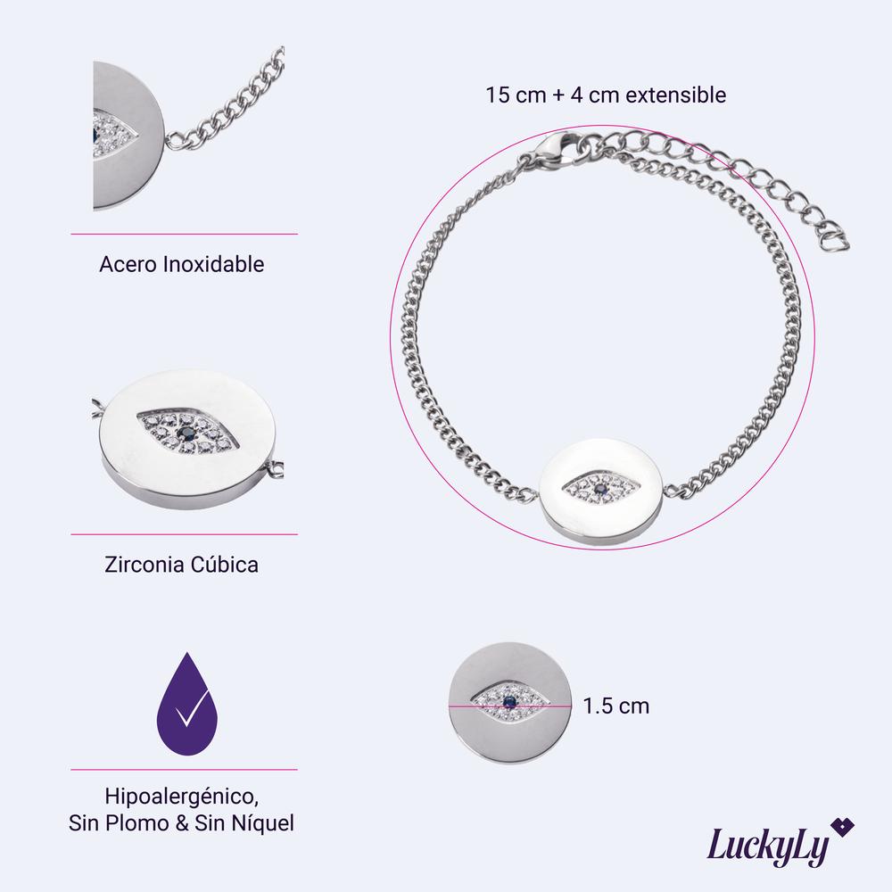 Foto 6 pulgar | Pulsera Luckyly Plateada para Mujer