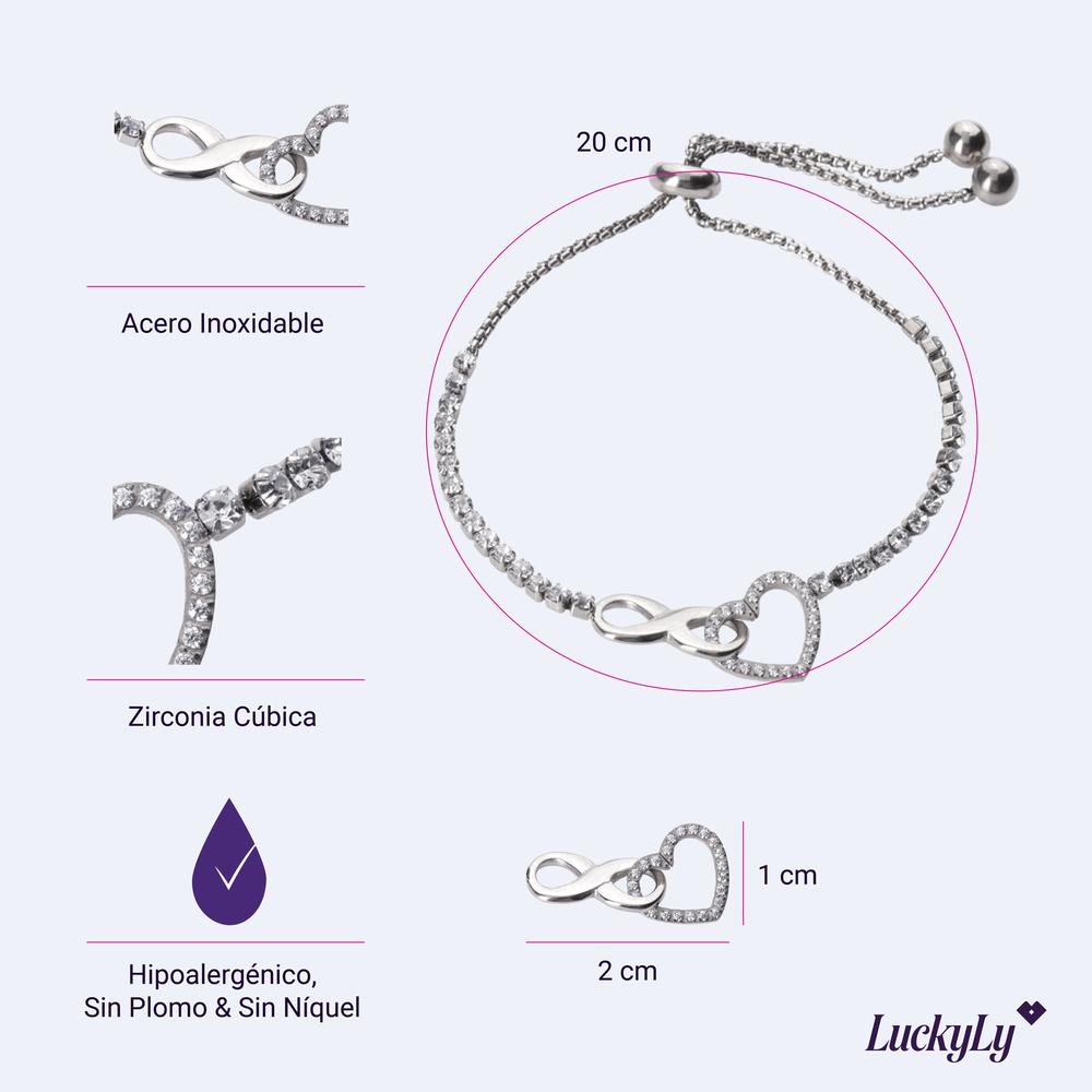 Foto 7 pulgar | Pulsera con Dije de Corazón E Infinito Luckyly Nia