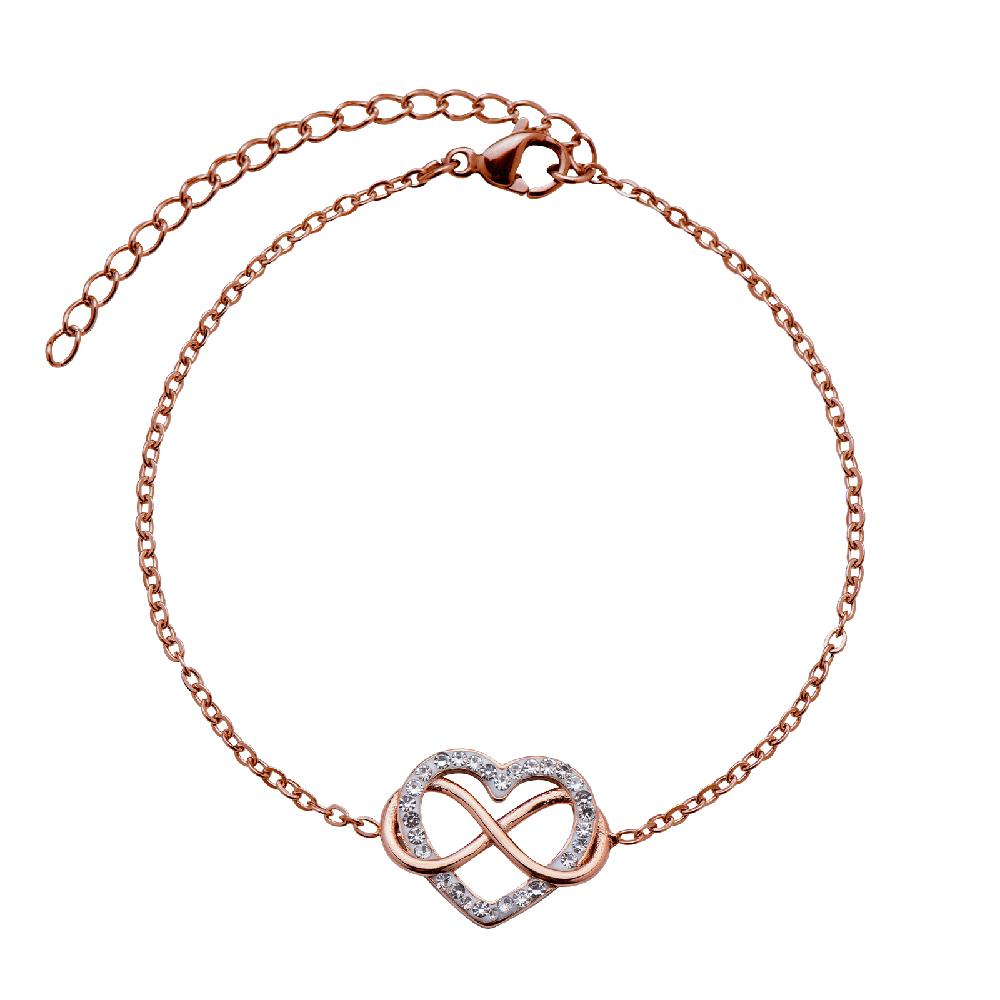 Pulsera para Mujer Corazón Infinito Luckyly, Modelo Natty Oro Rosa