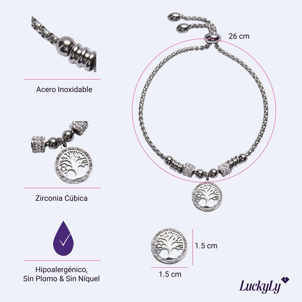 Foto 6 pulgar | Pulsera para Mujer Dije de Árbol de la Vida Luckyly, Modelo Pía Plata