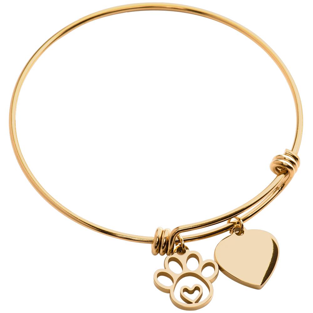 Pulsera para Mujer Huella de Gato, Perro y Animales Luckyly, Color Oro