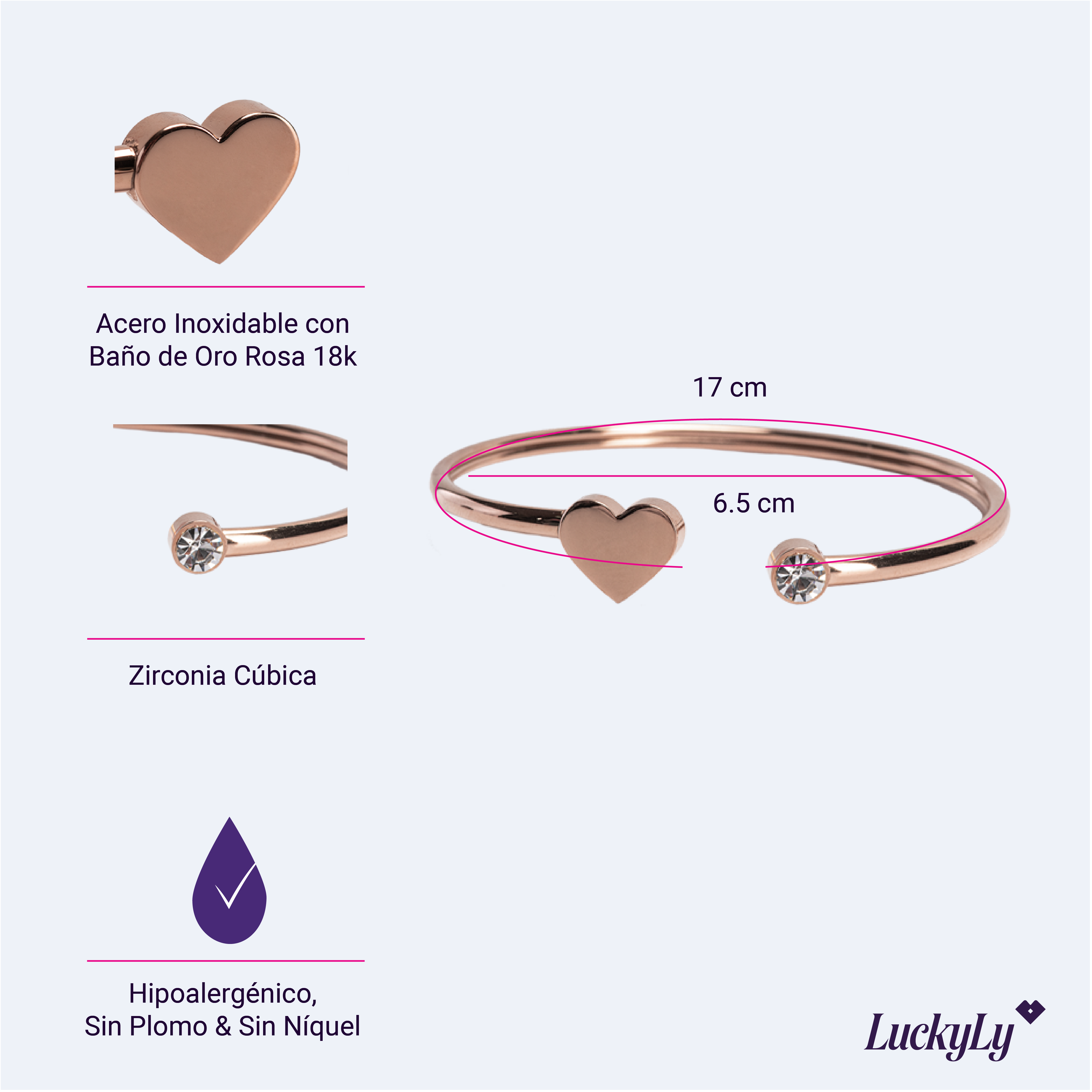 Foto 6 pulgar | Pulsera de Corazón Luckyly Aléx para Mujer