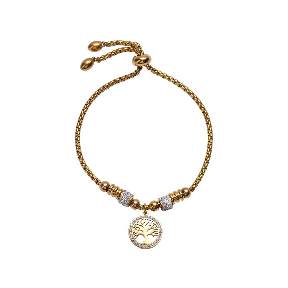 Pulsera LuckyLy Dije de Árbol de la Vida Pía Oro con Zirconia Cúbica