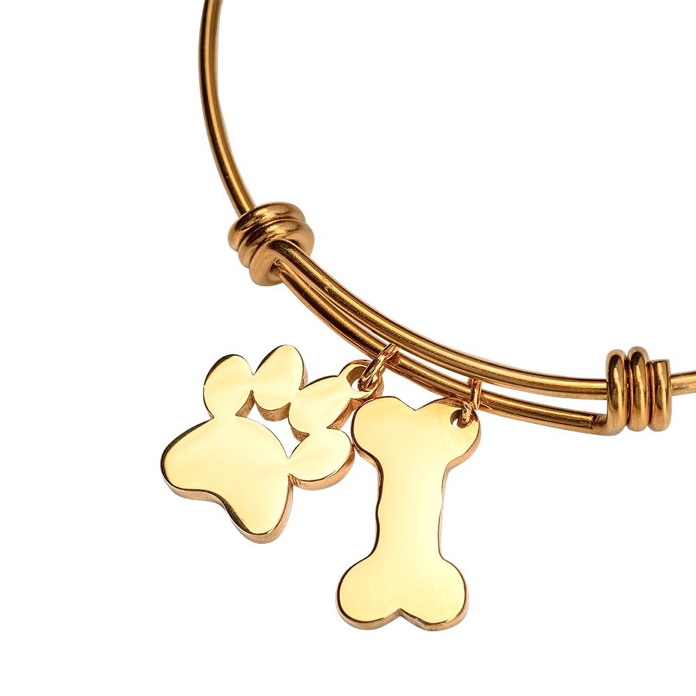 Foto 2 | Pulsera Mujer con Dijes de Huella de Perro y Hueso Luckyly, Modelo Canny Oro