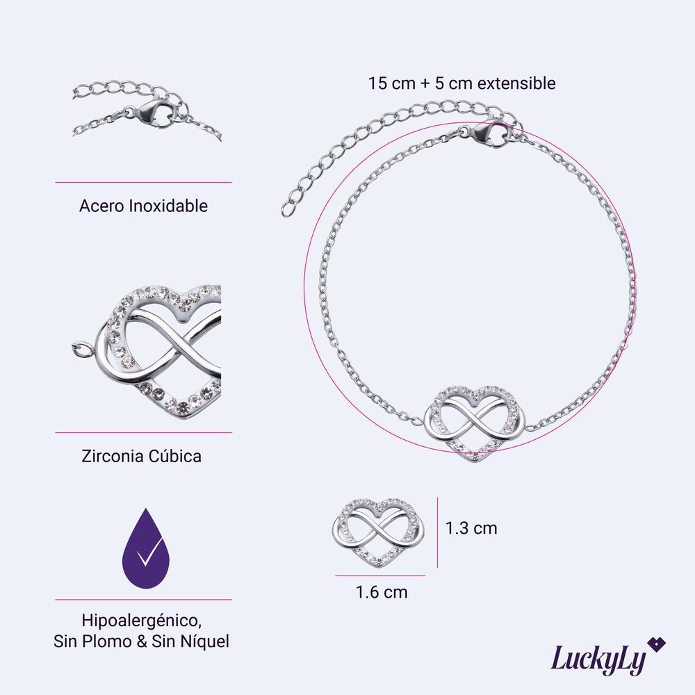 Foto 6 pulgar | Pulsera Luckyly Plateada de Acero Inoxidable para Mujer