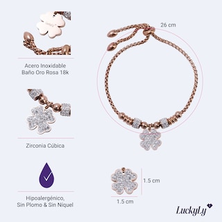Foto 6 | Pulsera Luckyly con Dije de Trébol Buena Suerte Tea Oro Rosa