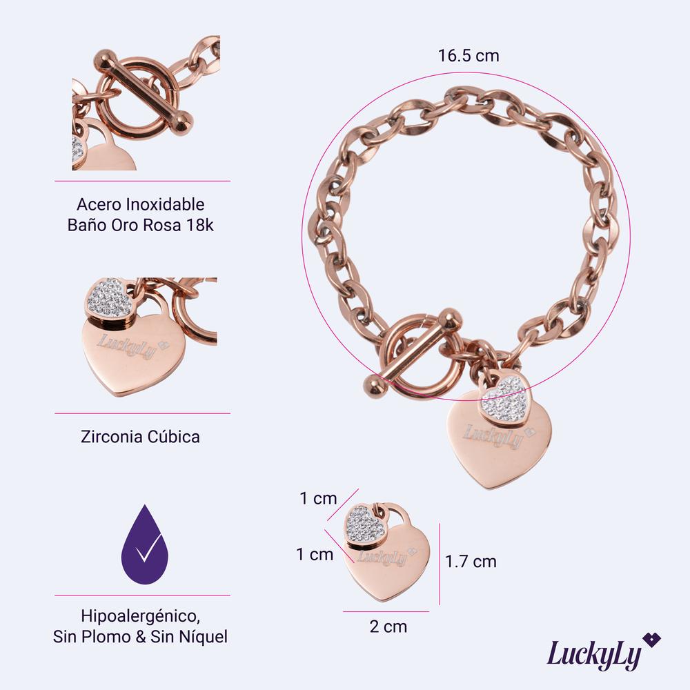 Foto 5 pulgar | Pulsera para Mujer Luckyly con Dijes de Corazón Uma