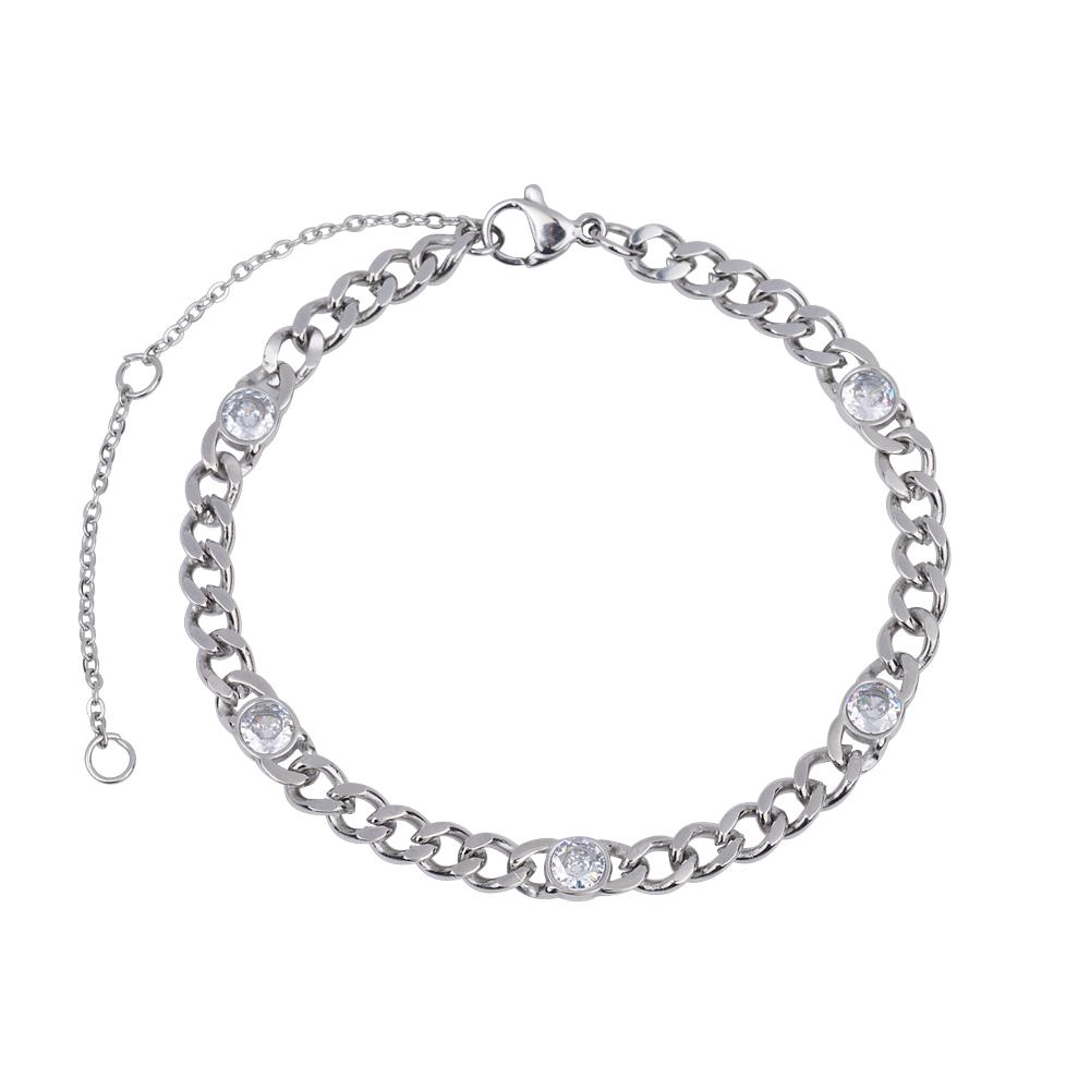 Pulsera de Cadena para Mujer con Zirconia Cúbica Luckyly Kary Plateada