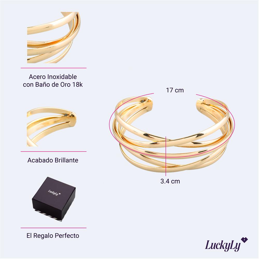 Foto 6 pulgar | Pulsera Estilo Brazalete LuckyLy Corinne Dorada para Mujer