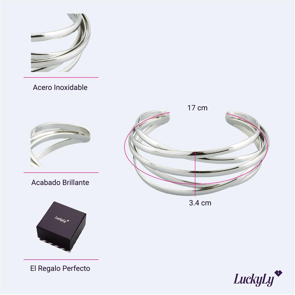 Foto 5 | Pulsera Estilo Brazalete LuckyLy Corinne Plateada para Mujer