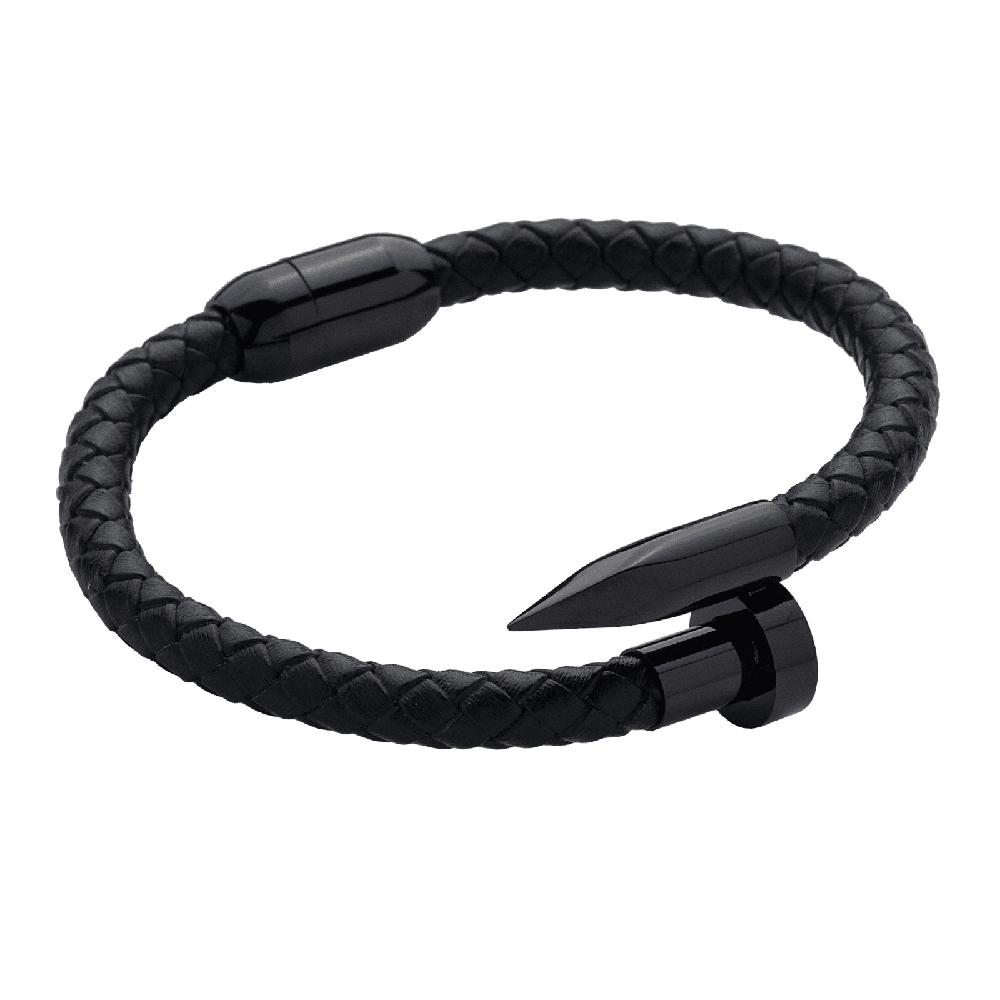 Foto 2 pulgar | Pulsera Luckman Jack Negra de Clavo Piel Vegana para Hombre