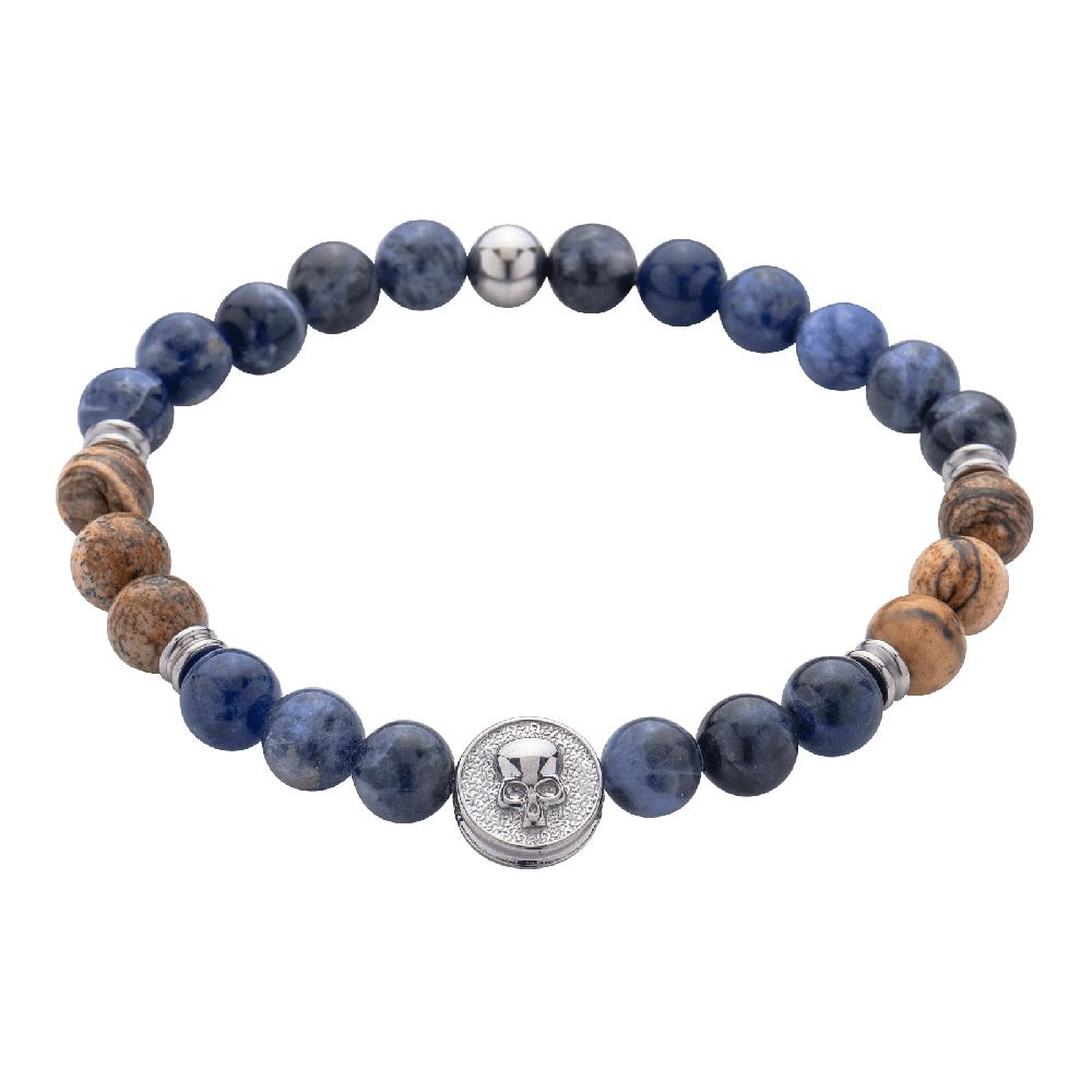 Pulsera De Calavera Piedras Semipreciosas Luckman Modelo Logan para Hombre $449