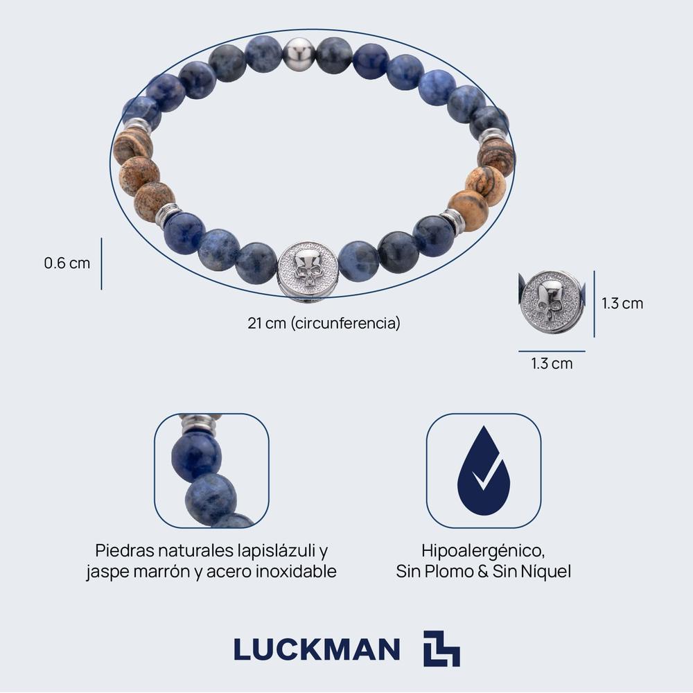 Foto 6 pulgar | Pulsera De Calavera Piedras Semipreciosas Luckman Modelo Logan para Hombre